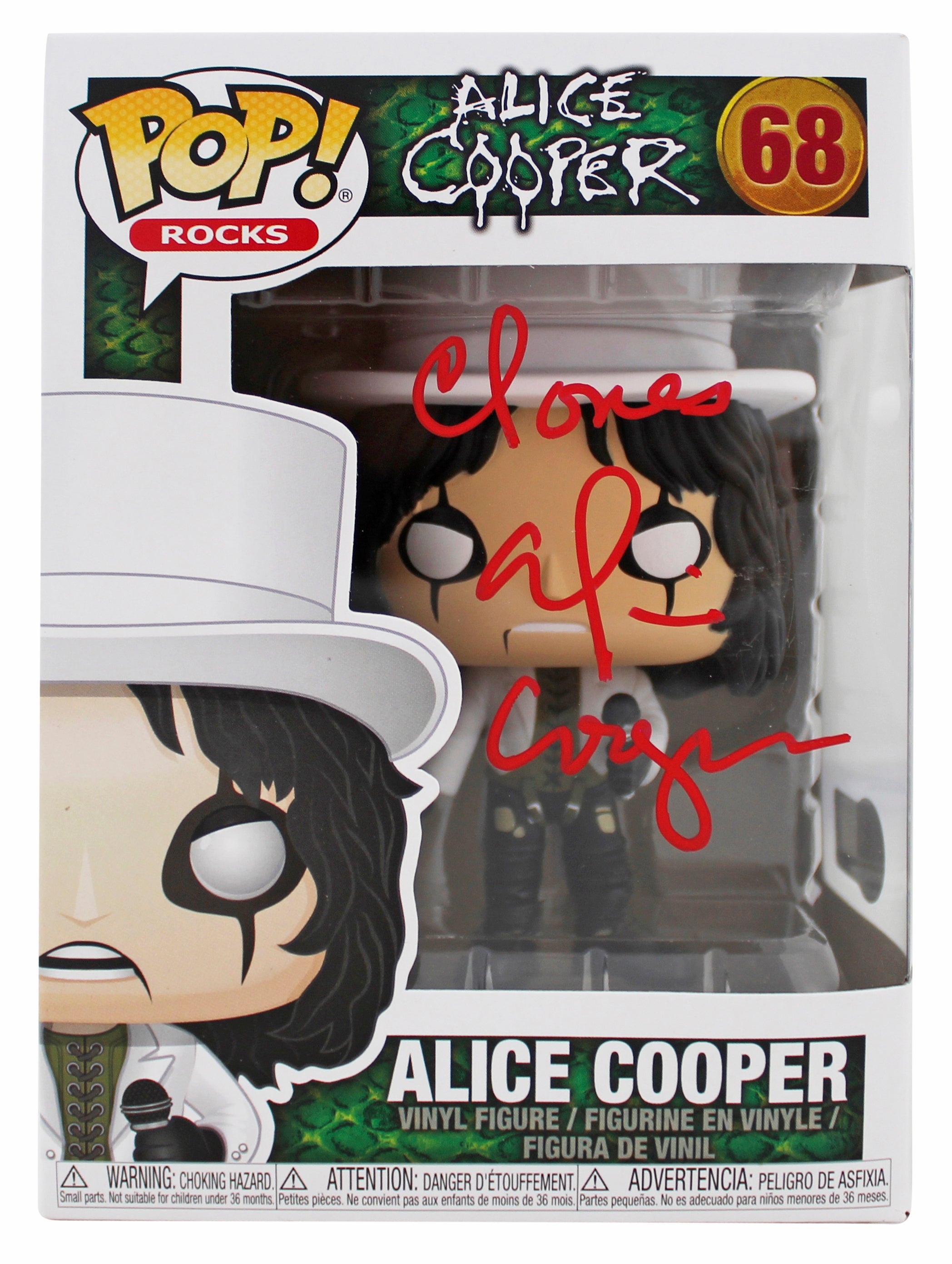 Alice Cooper "Clones" Signed Funko Pop Vinyl Figure #68 w/ Red Sig BAS Witnessed