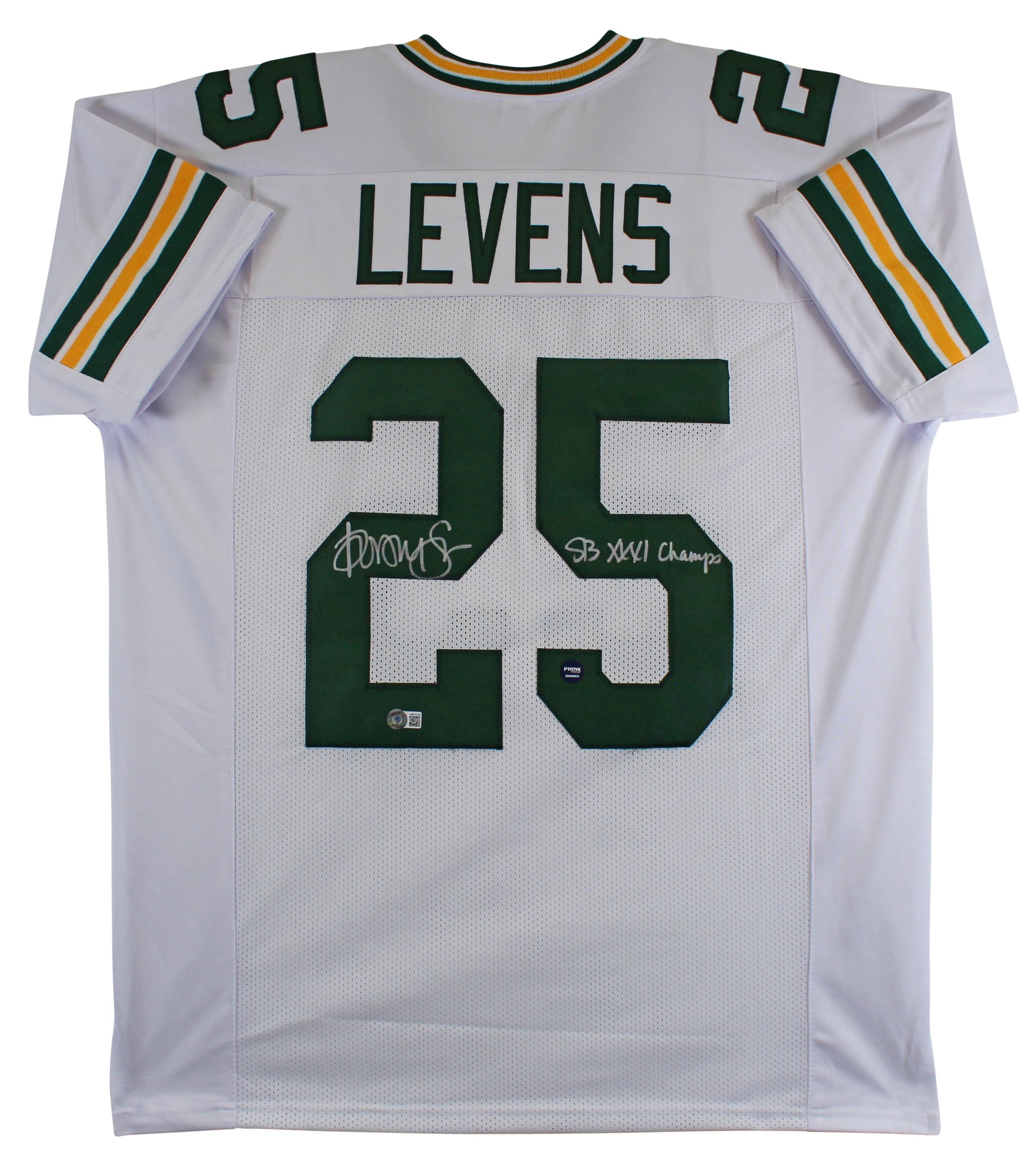 Dorsey Levens SB XXXI Champs Authentic Signed White Pro Style Jersey BAS Witness