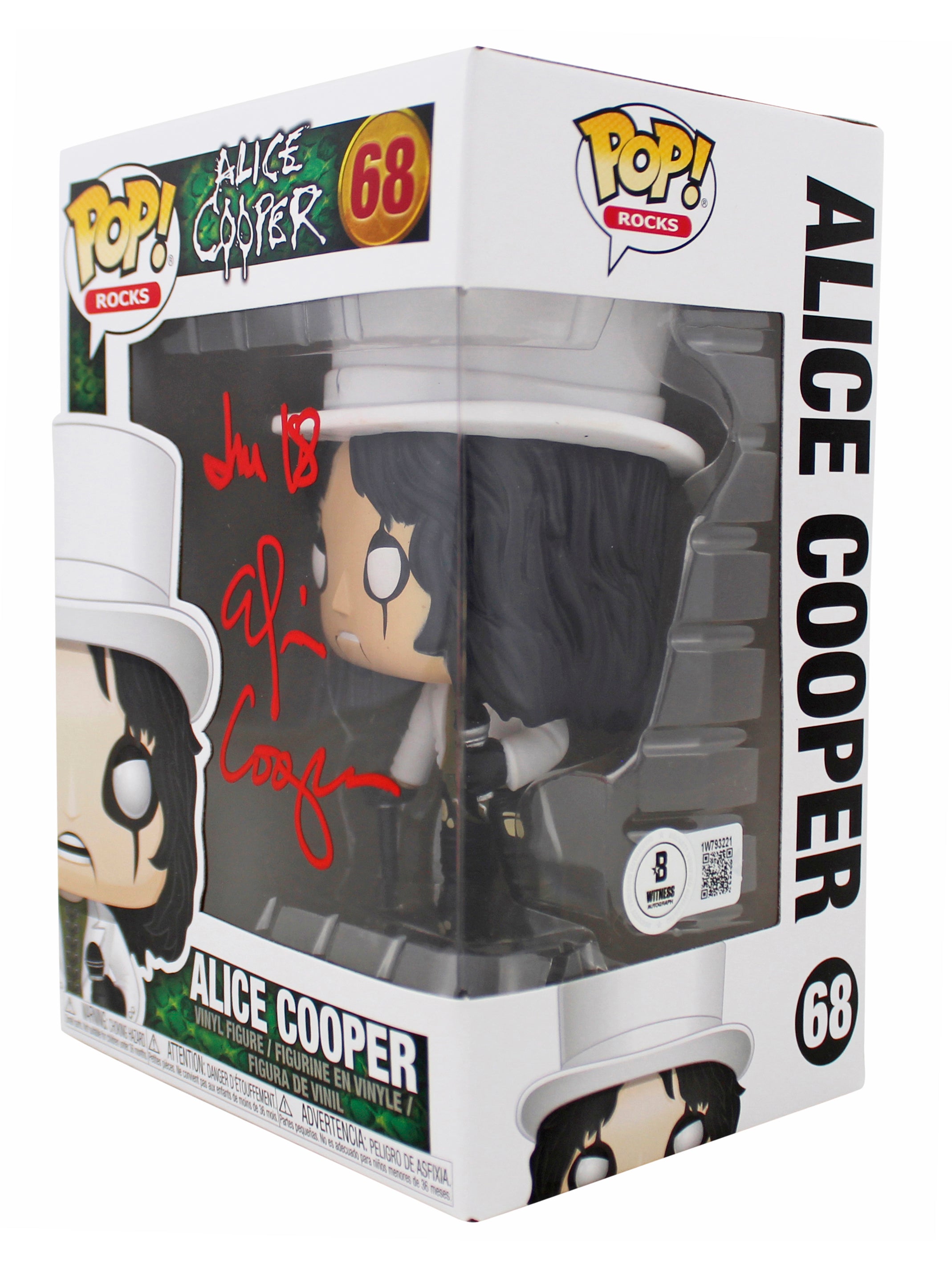 Alice Cooper "I'm 18" Signed Funko Pop Vinyl Figure #68 w/ Red Sig BAS Witnessed