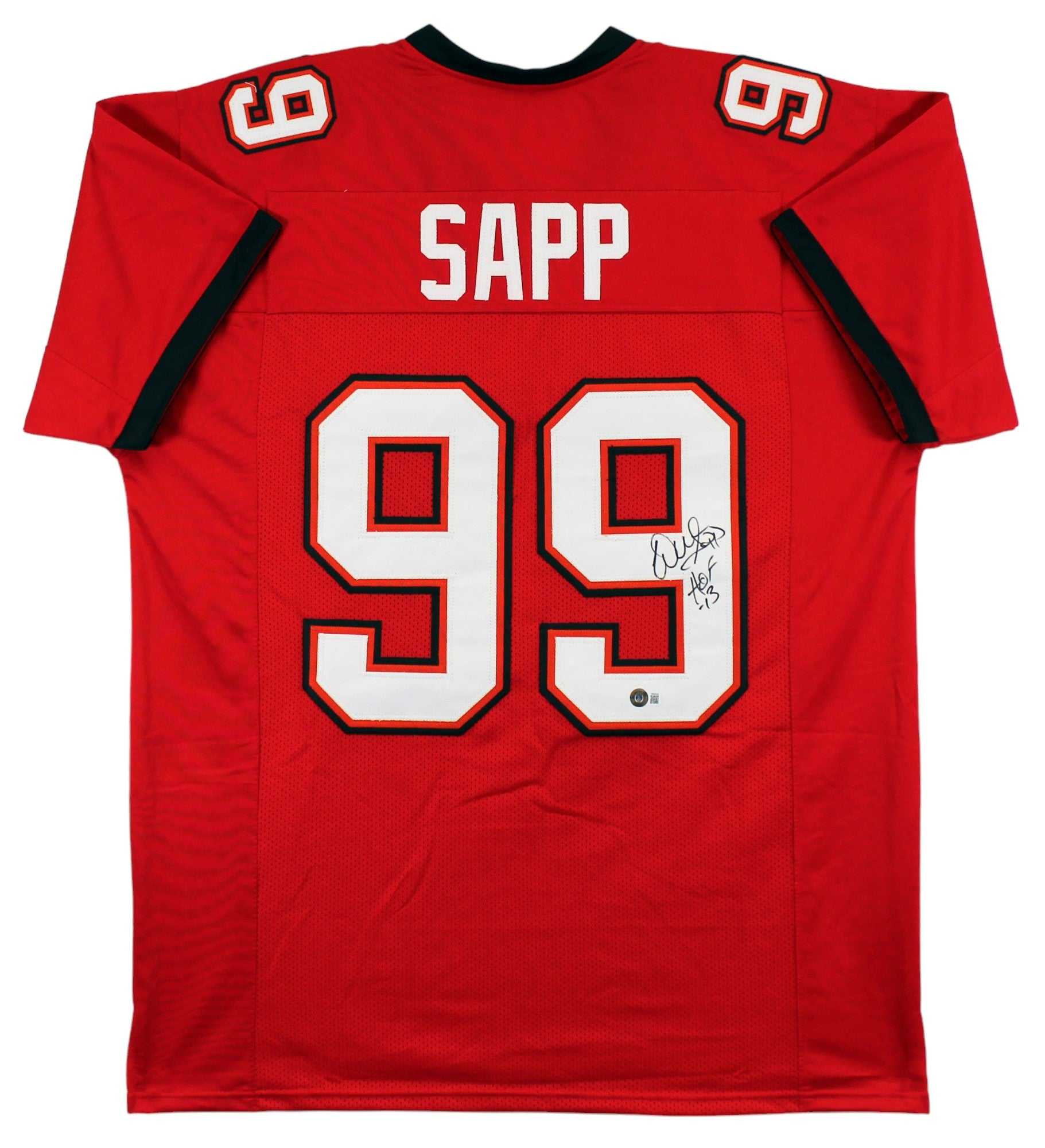 Warren Sapp "HOF 13" Authentic Signed Red Pro Style Jersey BAS Witnessed