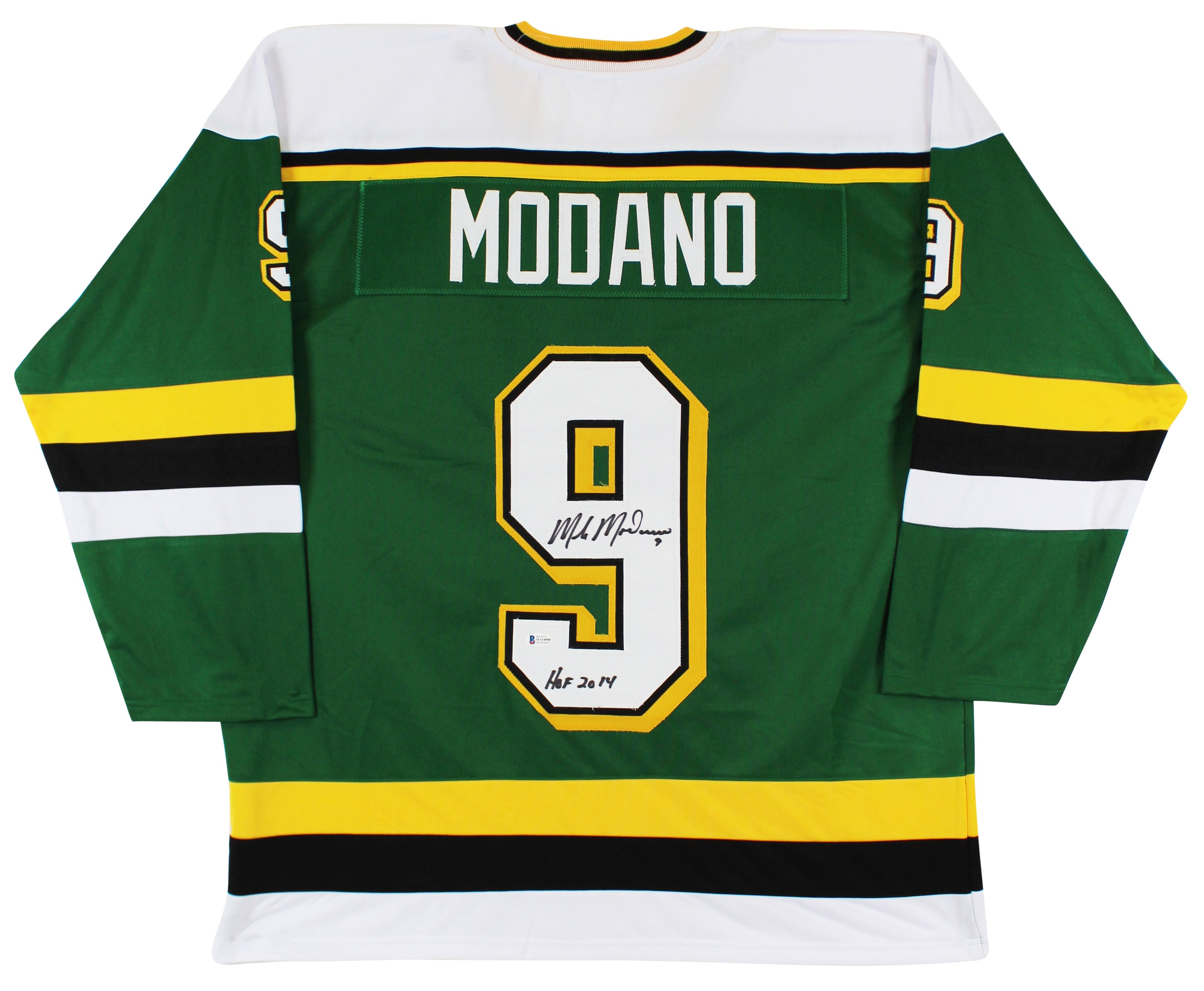 Mike Modano "HOF 14" Authentic Signed Green Pro Style Jersey Autographed BAS Wit