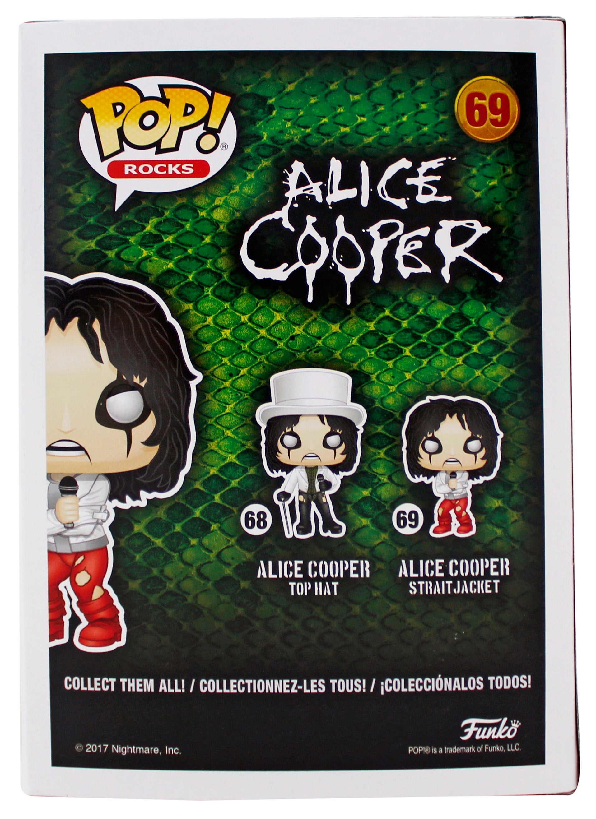 Alice Cooper Signed Funko Pop Vinyl Figure #69 w/ White Sig BAS Witnessed