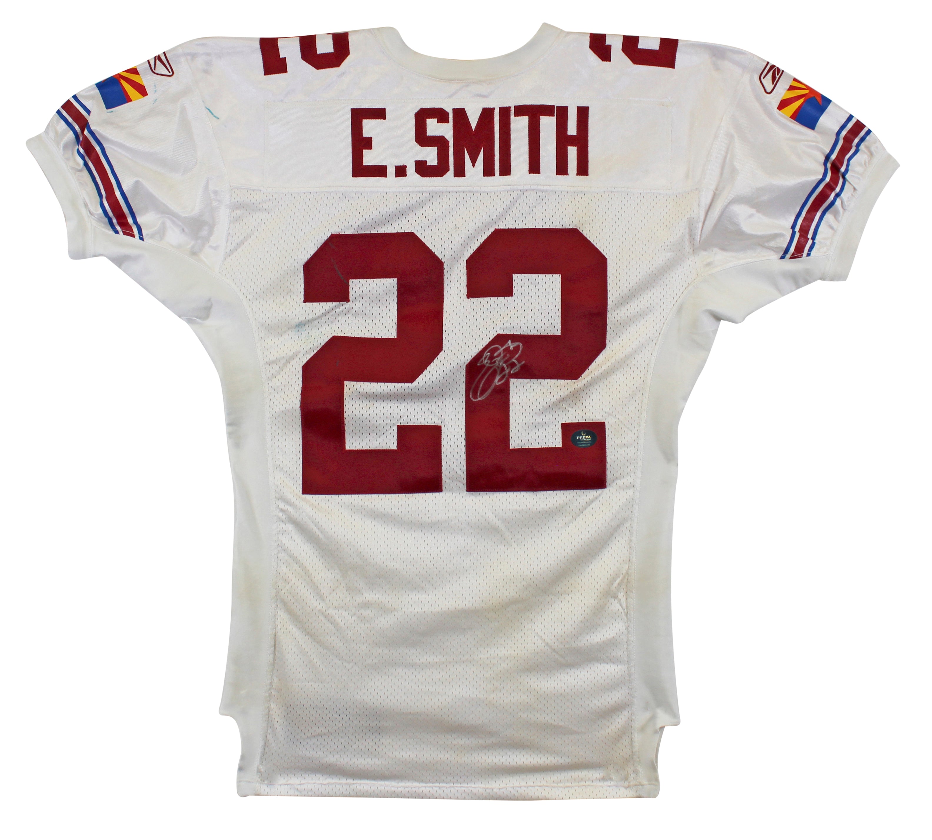 Cardinals Emmitt Smith Signed Game Worn 9/14/03 White Reebok Jersey Prova & BAS