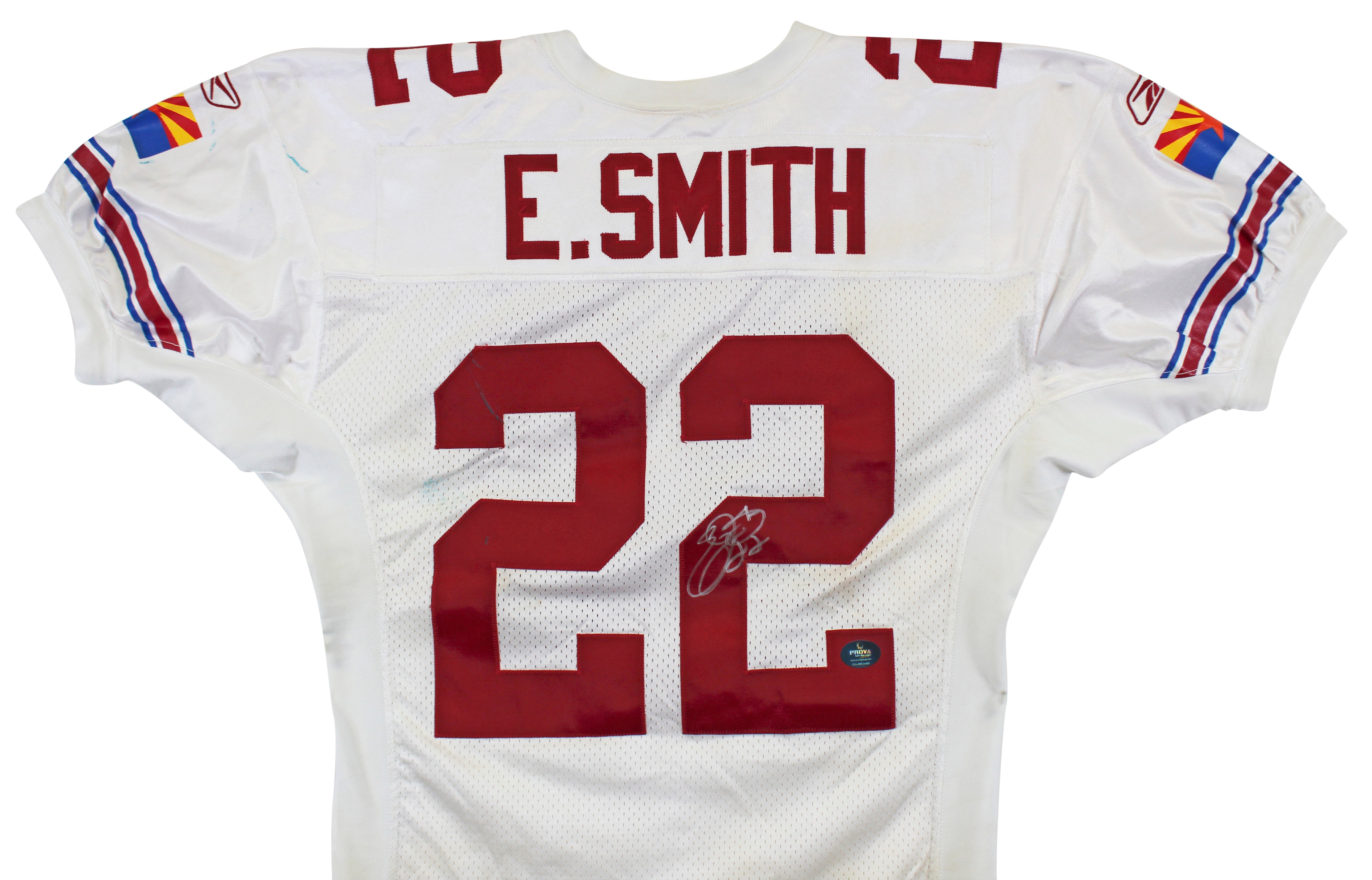 Cardinals Emmitt Smith Signed Game Worn 9/14/03 White Reebok Jersey Prova & BAS