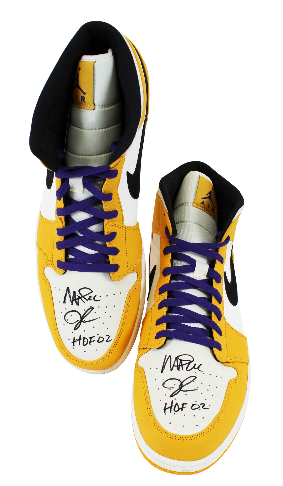Lakers Magic Johnson HOF 02 Signed 2018 Nike Air Jordan 1 Size 18 Shoes BAS Wit