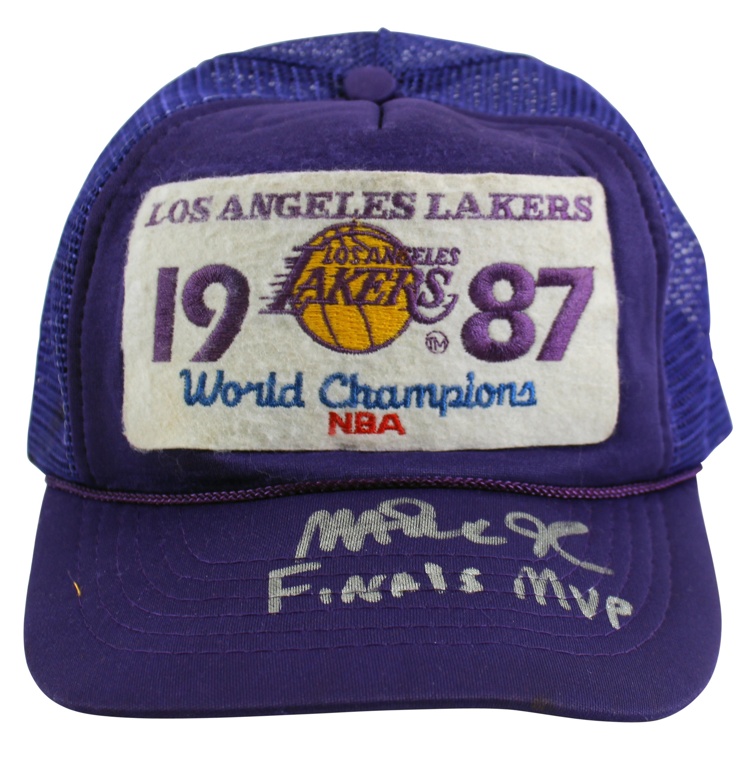 Lakers Magic Johnson "Finals MVP" Signed 1987 Vintage Trucker Hat BAS #MJ19891