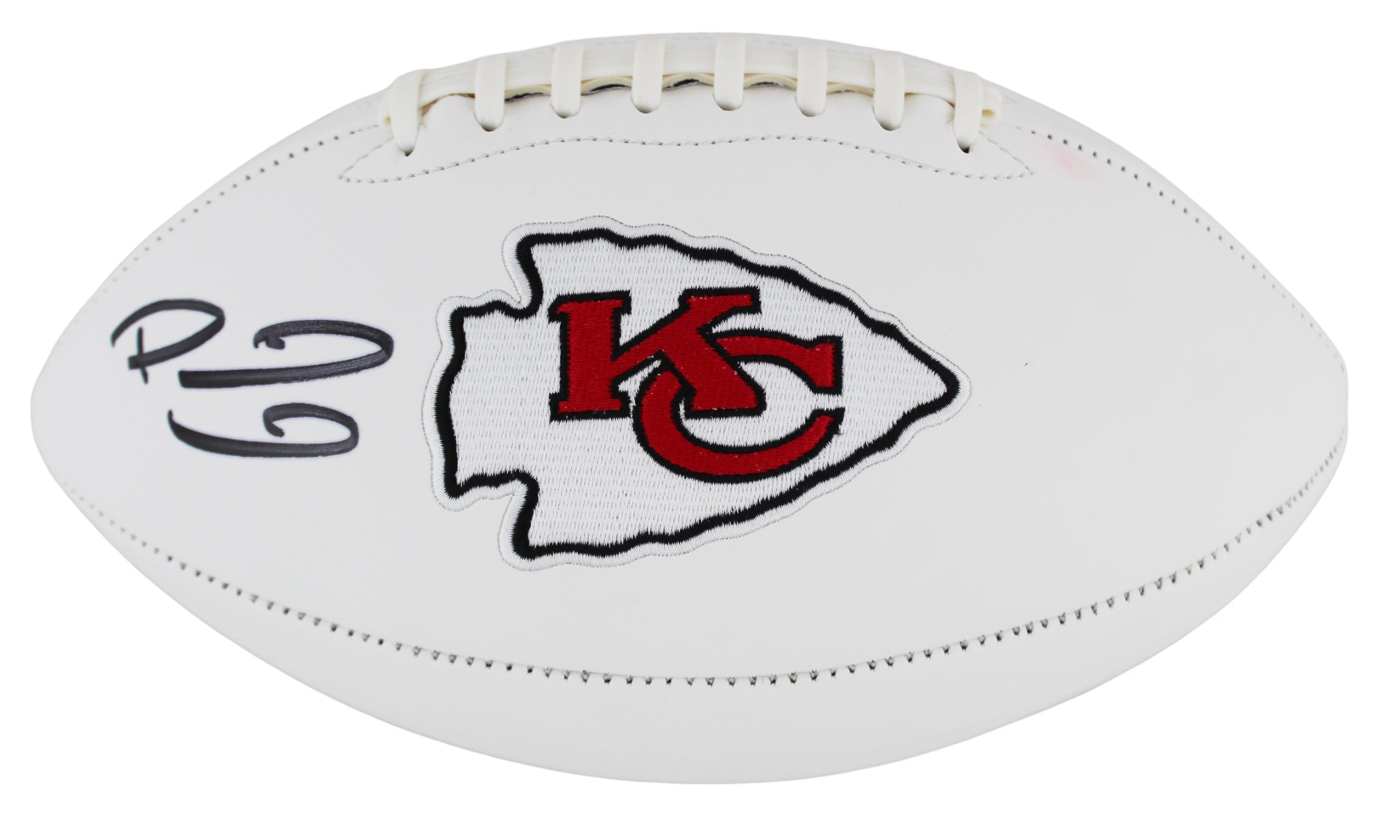 Chiefs Patrick Mahomes Authentic Signed White Panel Logo Football BAS #AC26707