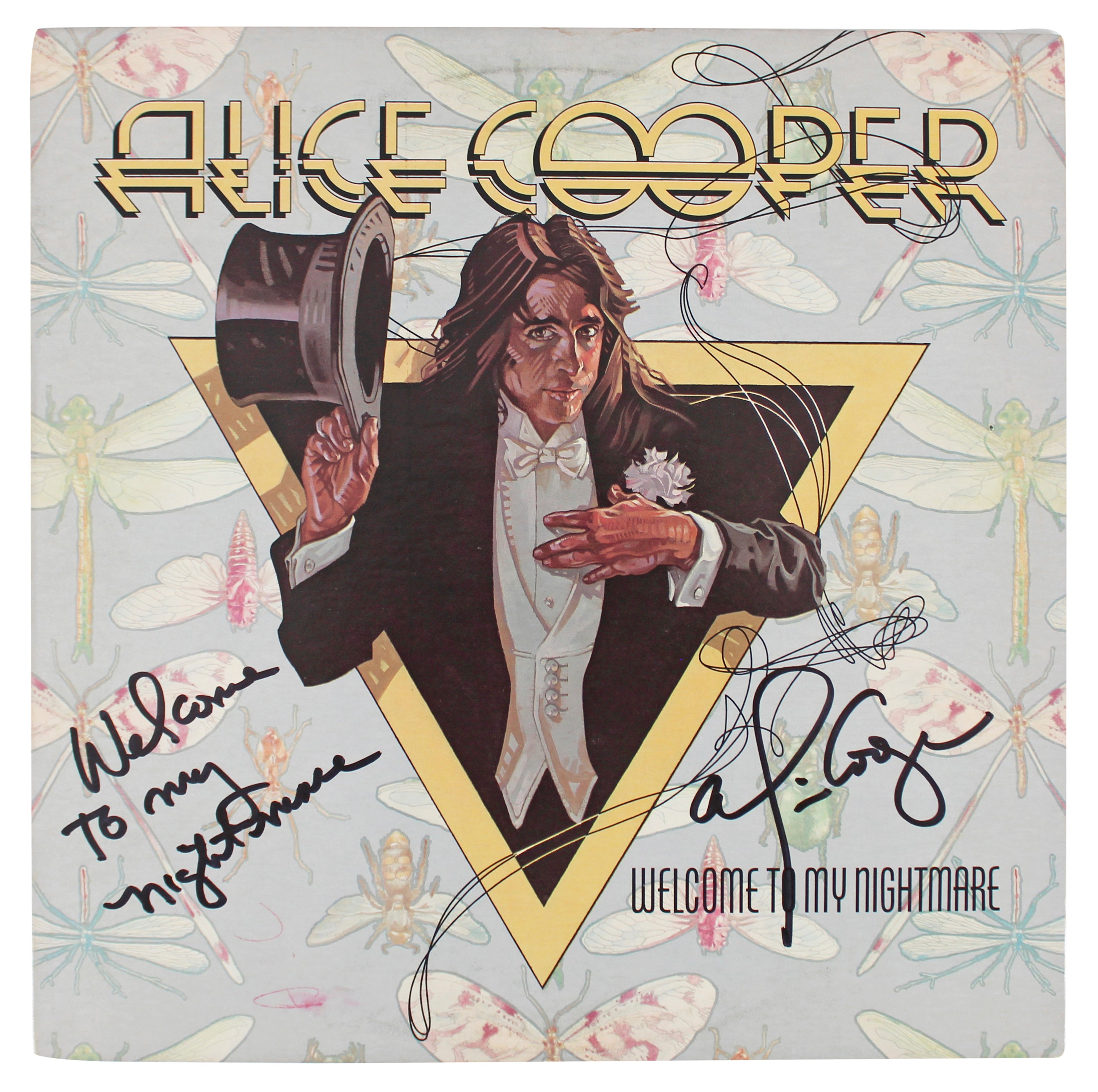 Alice Cooper "Welcome To My Nightmare" Signed Album Cover W/ Vinyl BAS Witness 1