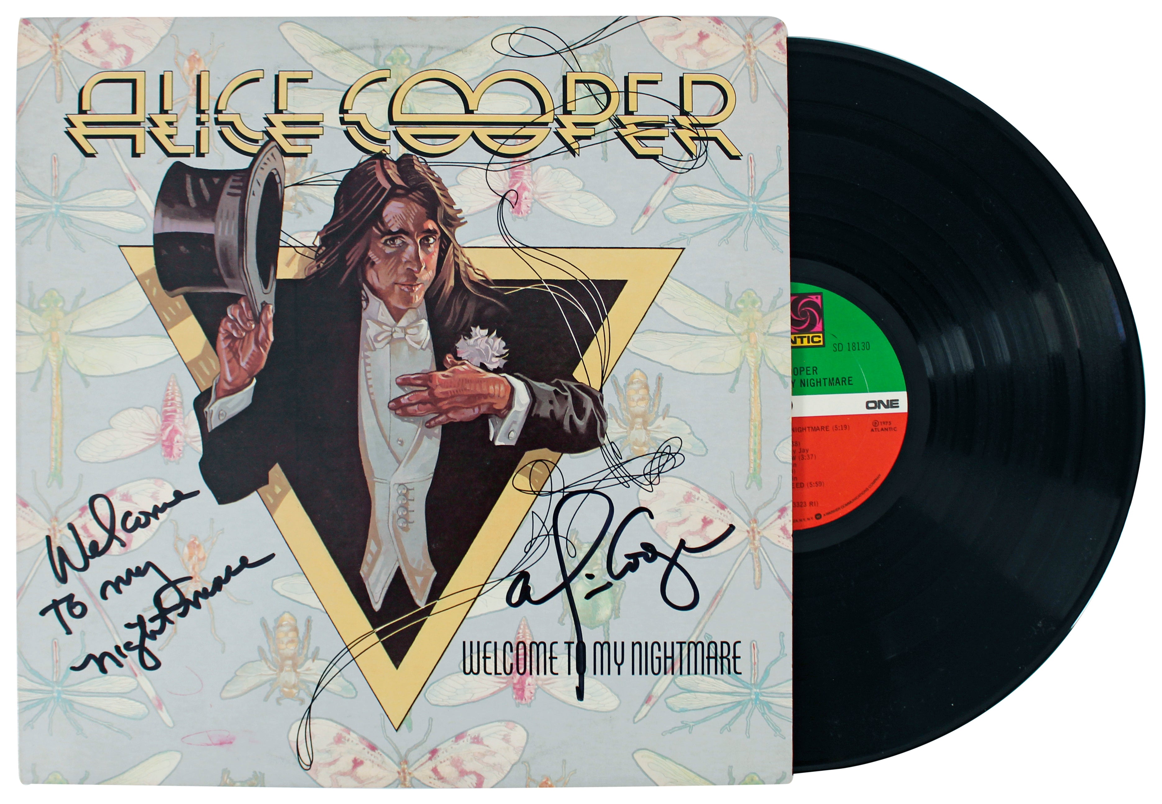 Alice Cooper "Welcome To My Nightmare" Signed Album Cover W/ Vinyl BAS Witness 1