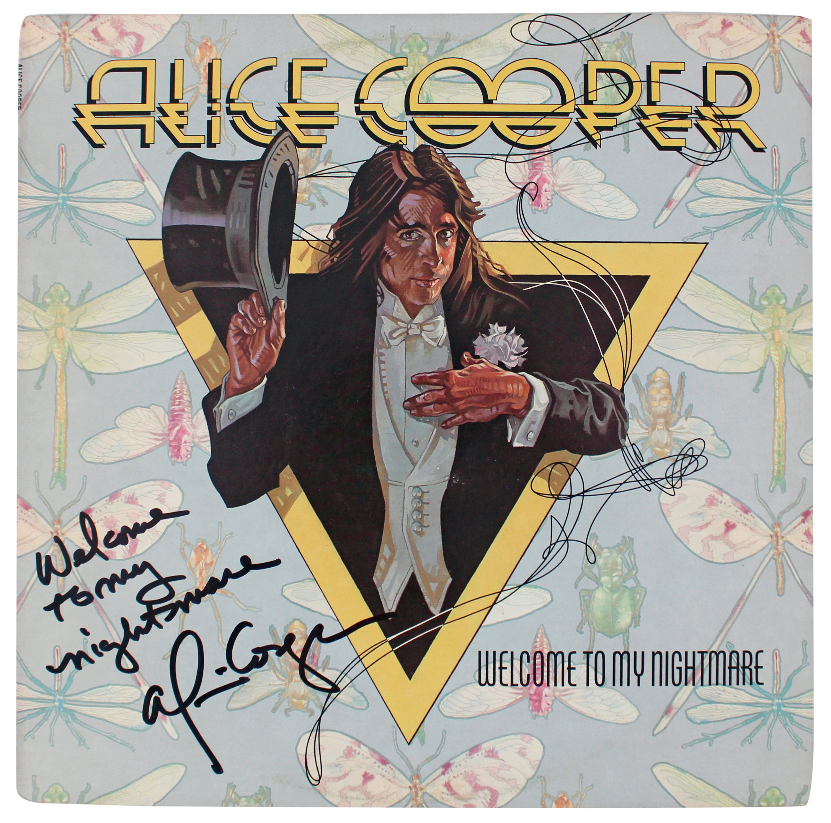 Alice Cooper "Welcome To My Nightmare" Signed Album Cover W/ Vinyl BAS Witness 2