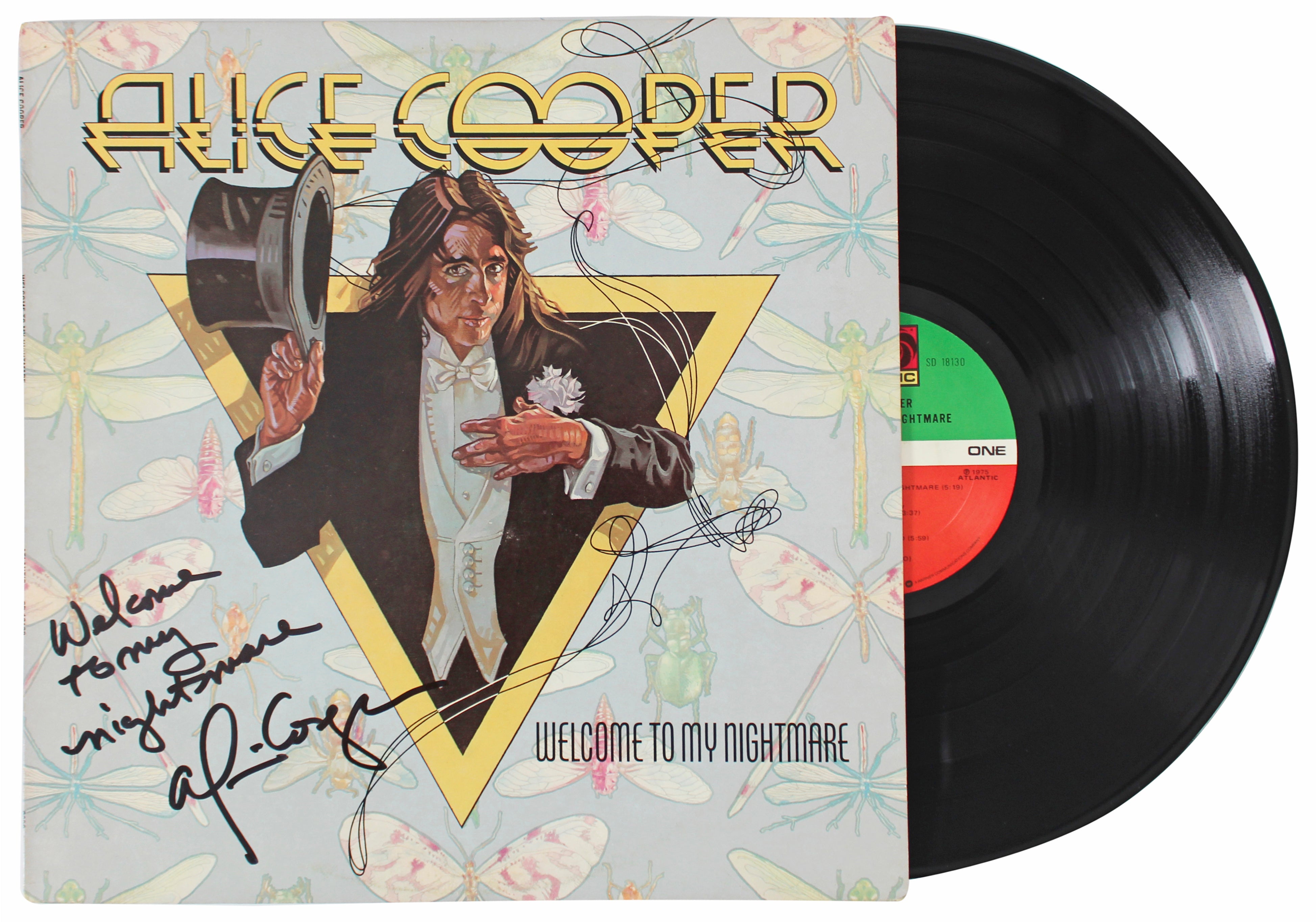 Alice Cooper "Welcome To My Nightmare" Signed Album Cover W/ Vinyl BAS Witness 2