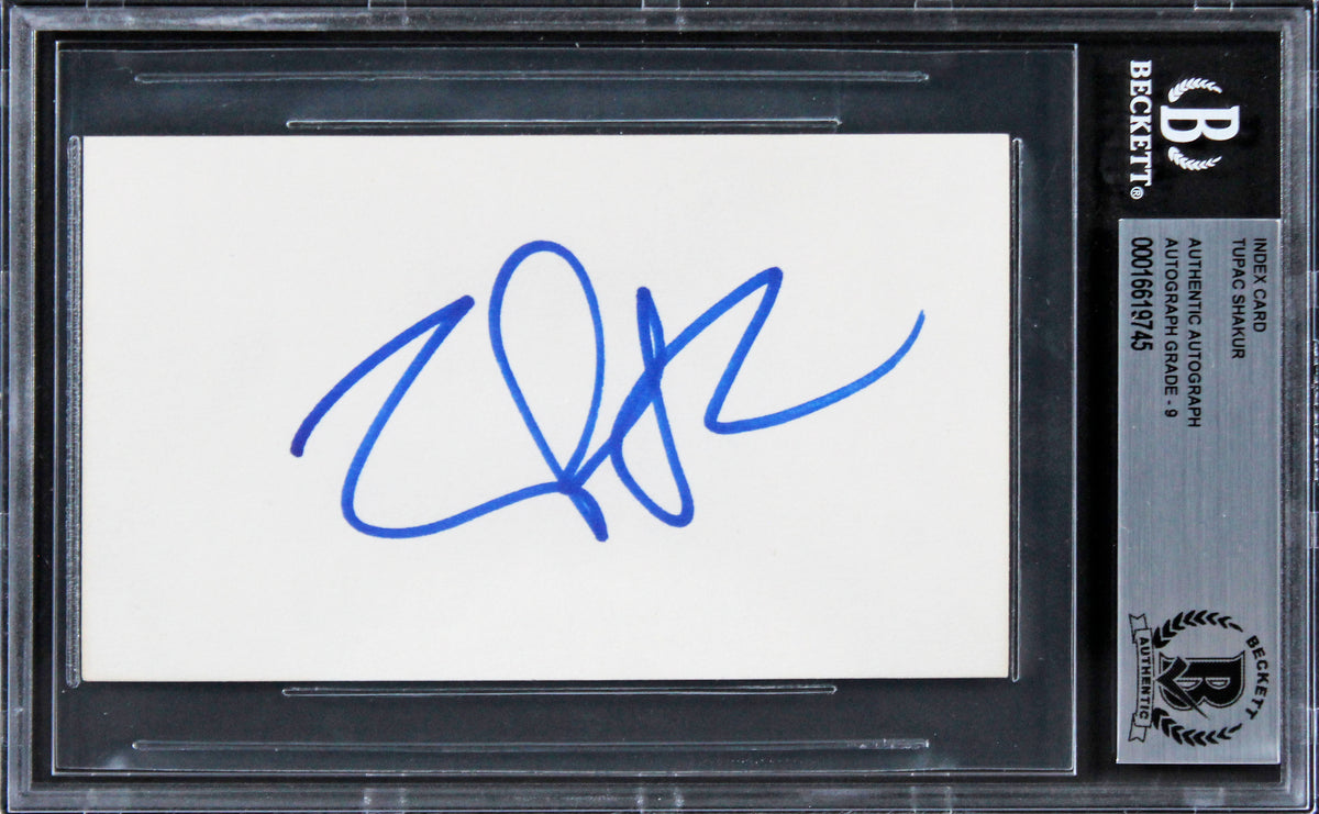 Tupac Shakur Authentic Signed 3x5 Index Card Auto Graded Mint 9! BAS Slabbed