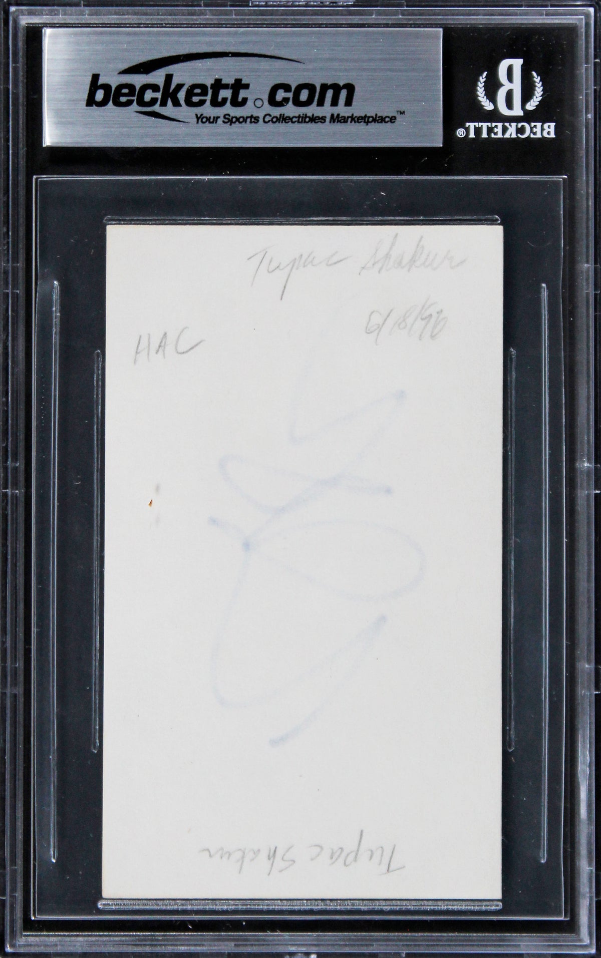 Tupac Shakur Authentic Signed 3x5 Index Card Auto Graded Mint 9! BAS Slabbed