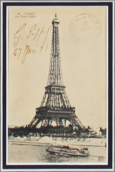 Gustave Eiffel Authentic Signed & Framed 3.5x5.5 Postcard BAS #AD04301