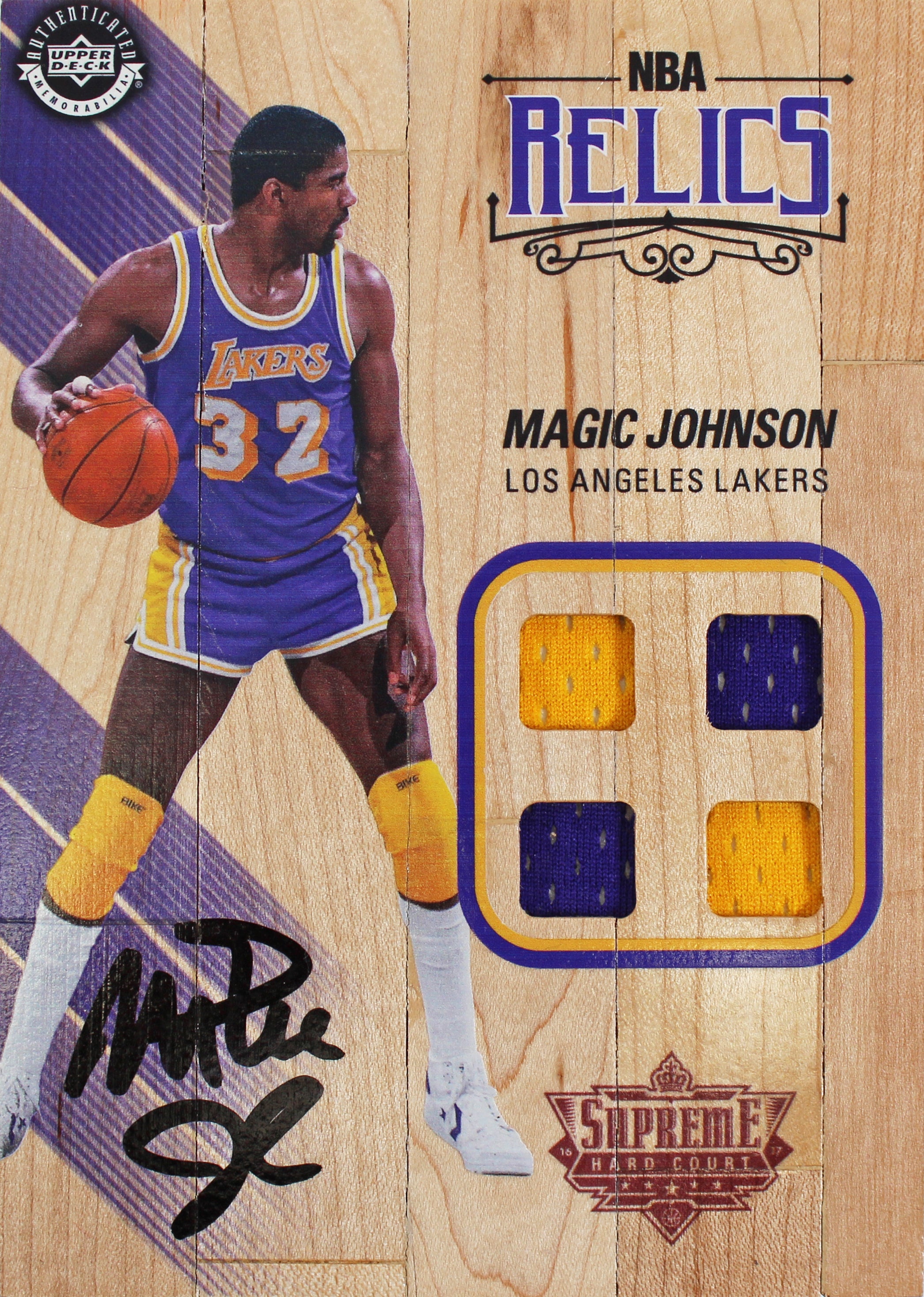 Lakers Magic Johnson Signed 5x7 Upper Deck Supreme Hard Court Card BAS #MJ19889