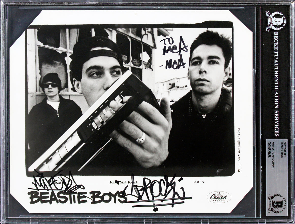 Beastie Boys (3) MCA, Mike D & Ad-Rock Signed 8x10 Promotional Photo BAS Slabbed