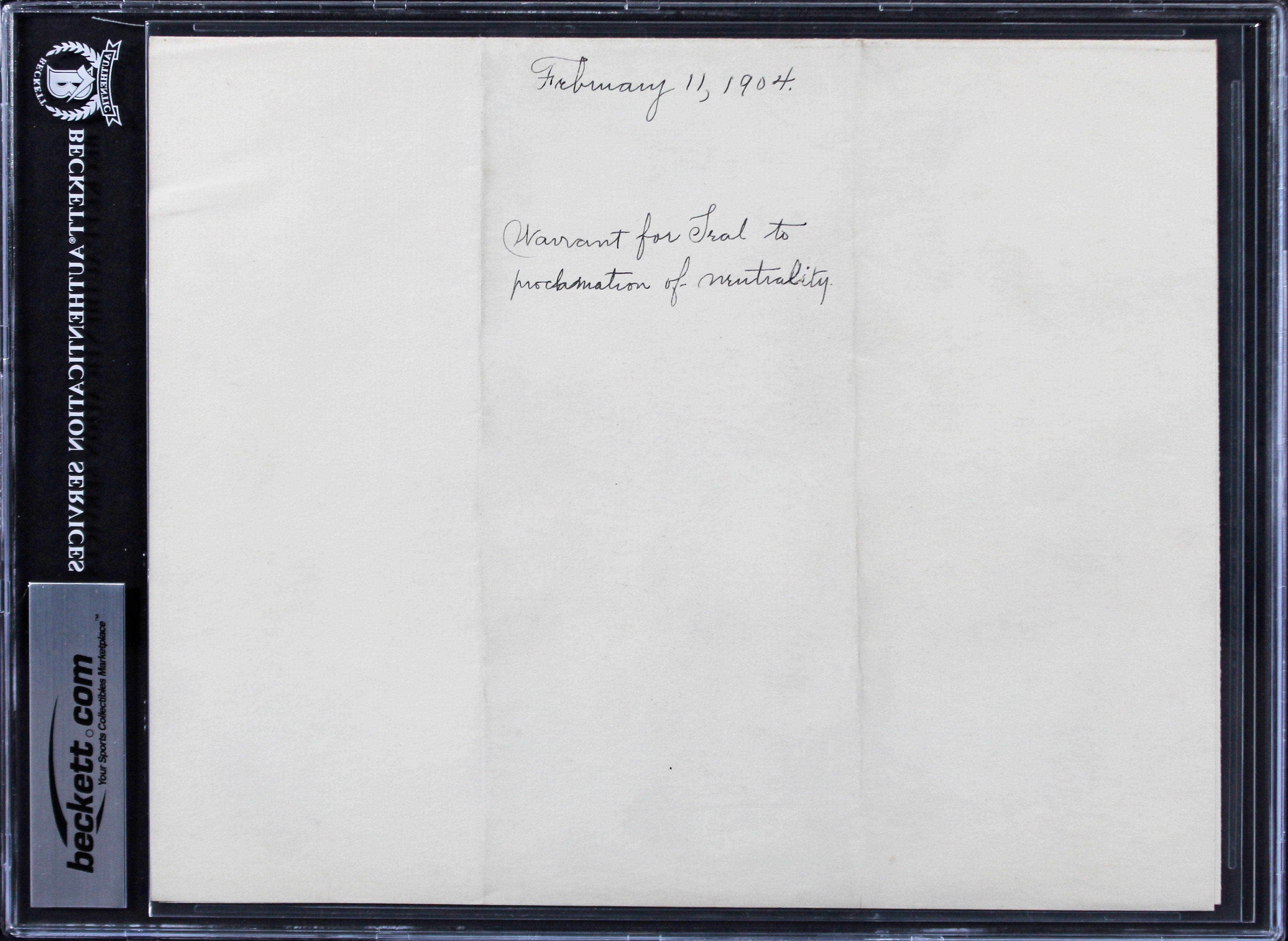 Theodore Roosevelt Signed 8x10 1904 Letter On Official WH Letterhead BAS Slabbed