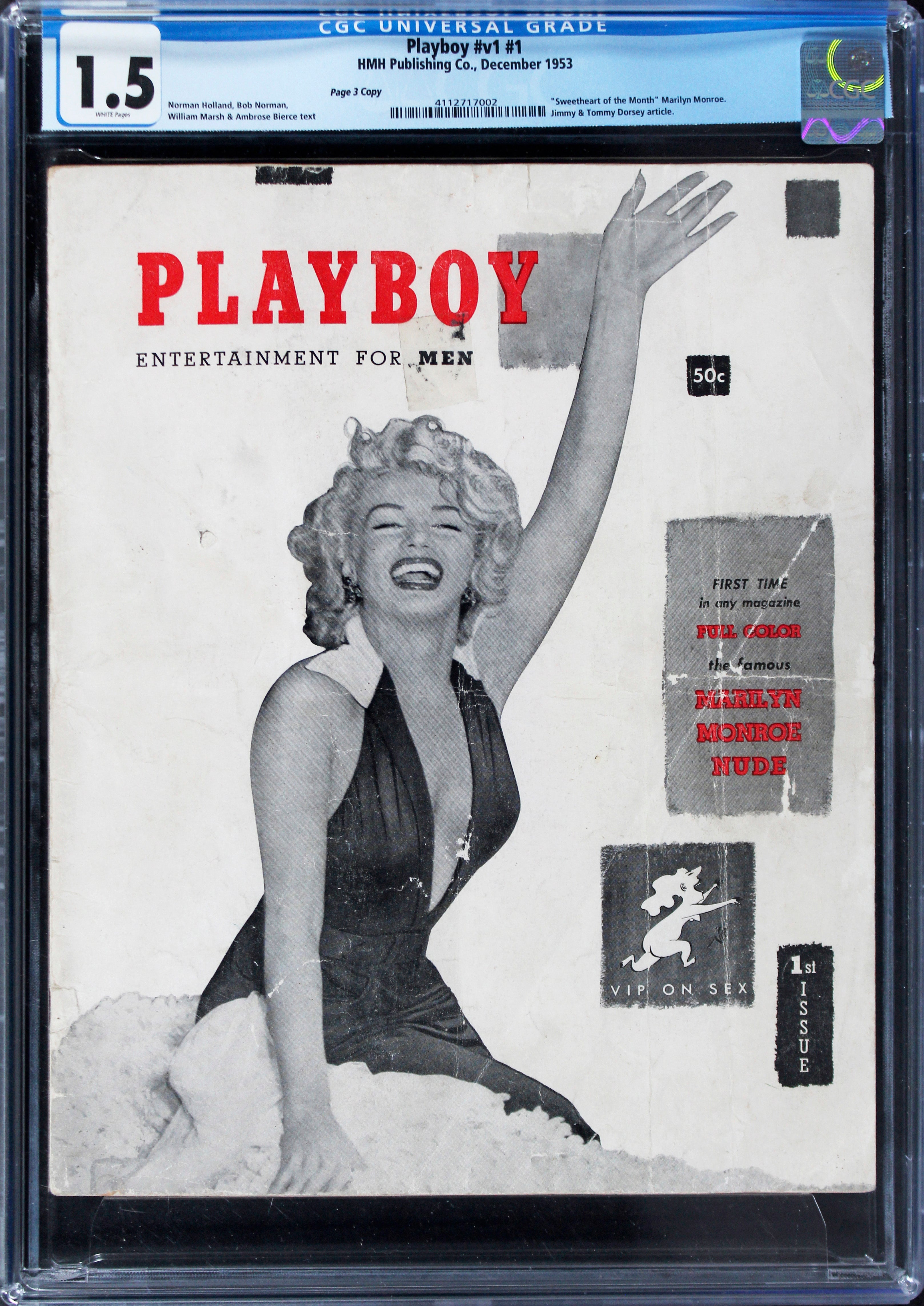 Marilyn Monroe Playboy 1953 Playboy Volume #1 Magazine Grade 1.5 White Pages CGC