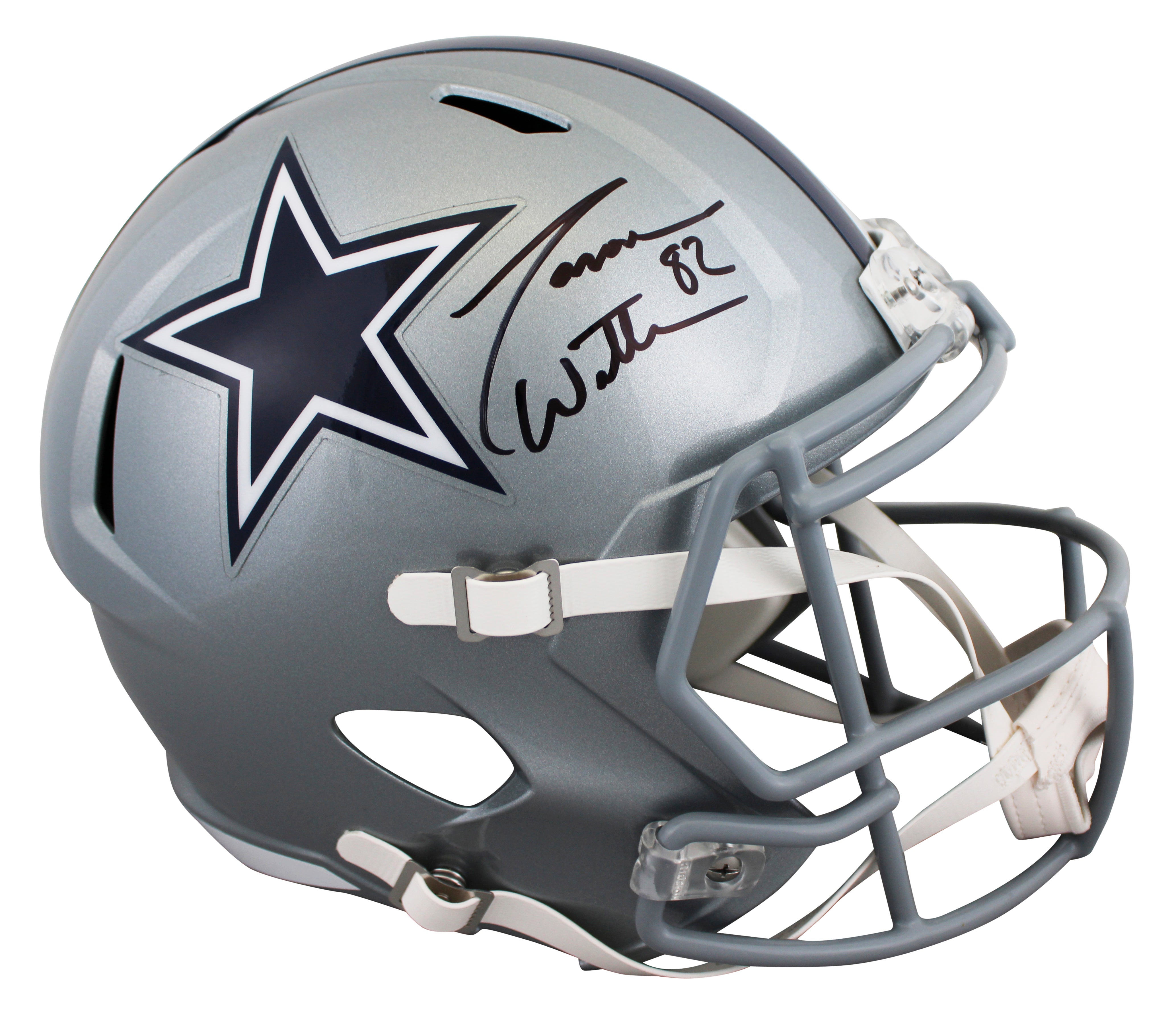 Cowboys Jason Witten Signed Silver Full Size Speed Rep Helmet BAS Witnessed
