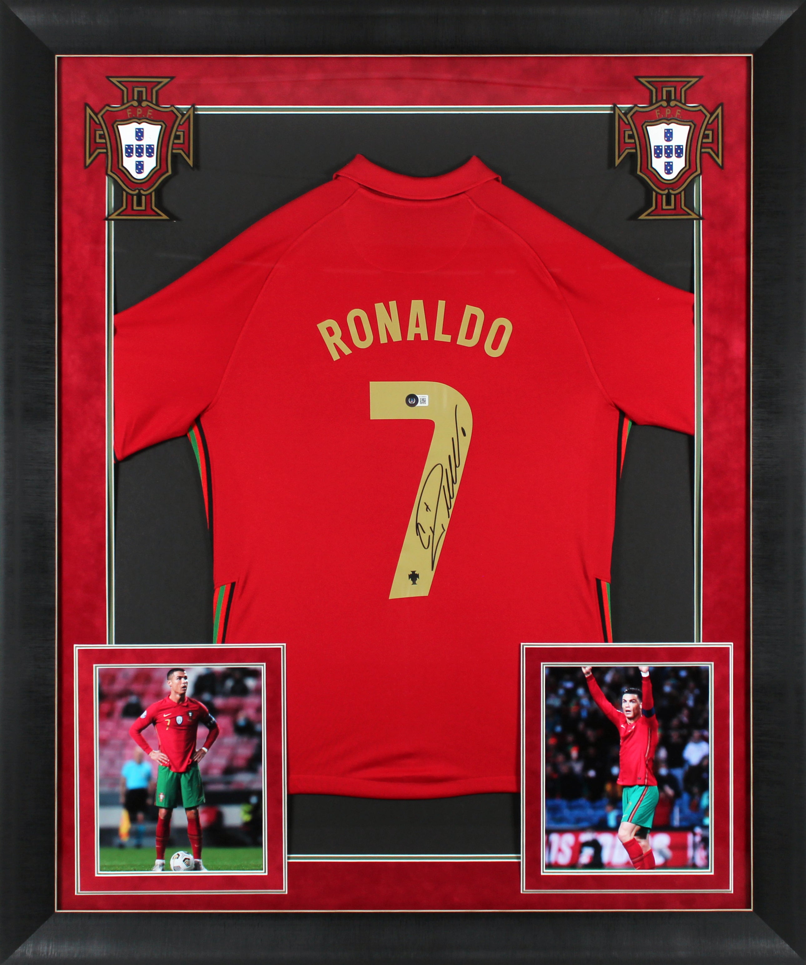 Portugal Cristiano Ronaldo Authentic Signed Red Nike Framed Jersey BAS LOA