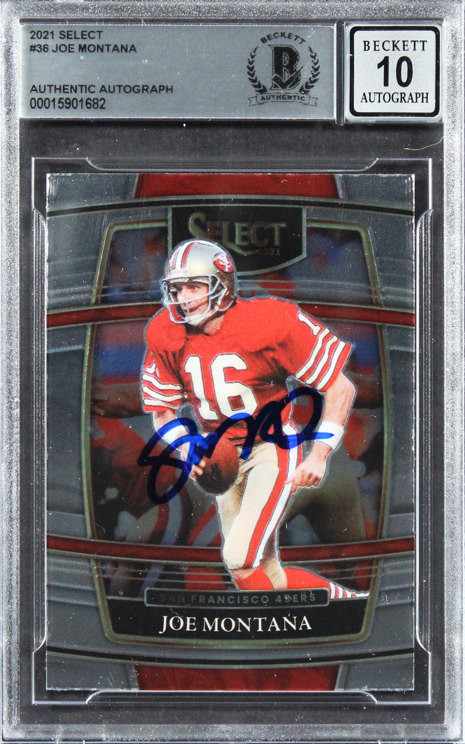 49ers Joe Montana Authentic Signed 2021 Select #36 Card Auto 10! BAS Slabbed