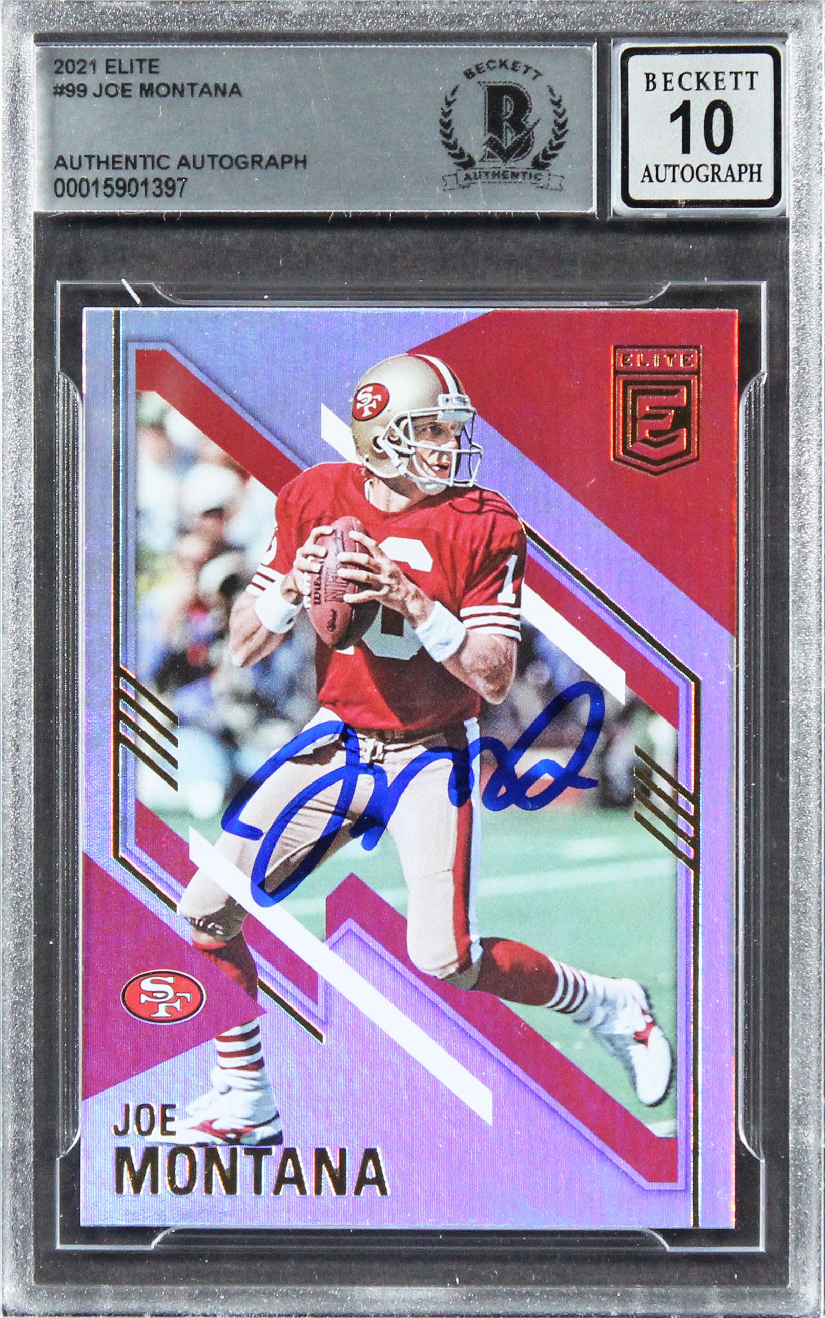 49ers Joe Montana Authentic Signed 2021 Elite #99 Card Auto 10! BAS Slabbed