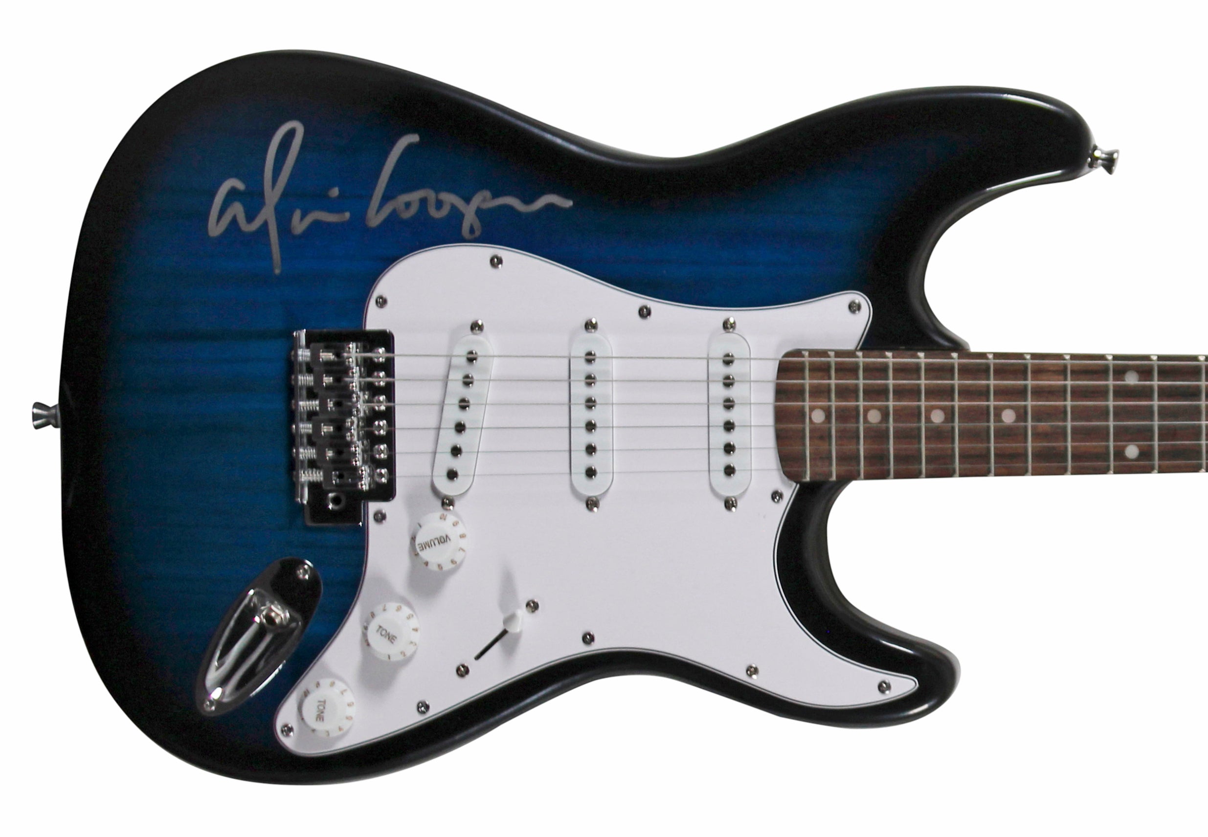 Alice Cooper Authentic Signed Blue Sunburst Electric Guitar BAS Witnessed