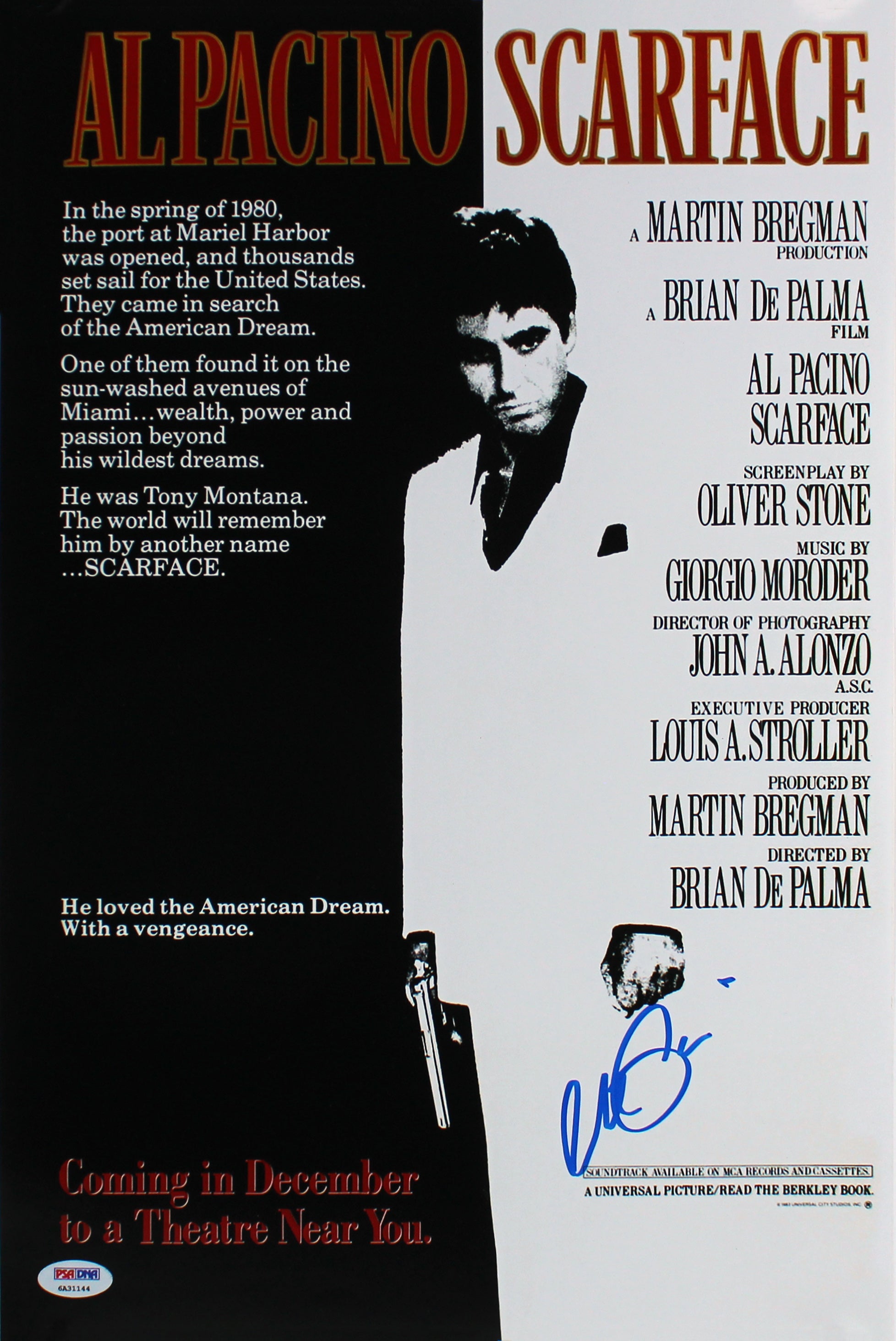 Al Pacino Scarface Authentic Signed 12x18 Photo Auto Graded 10! PSA Itp #6A31144