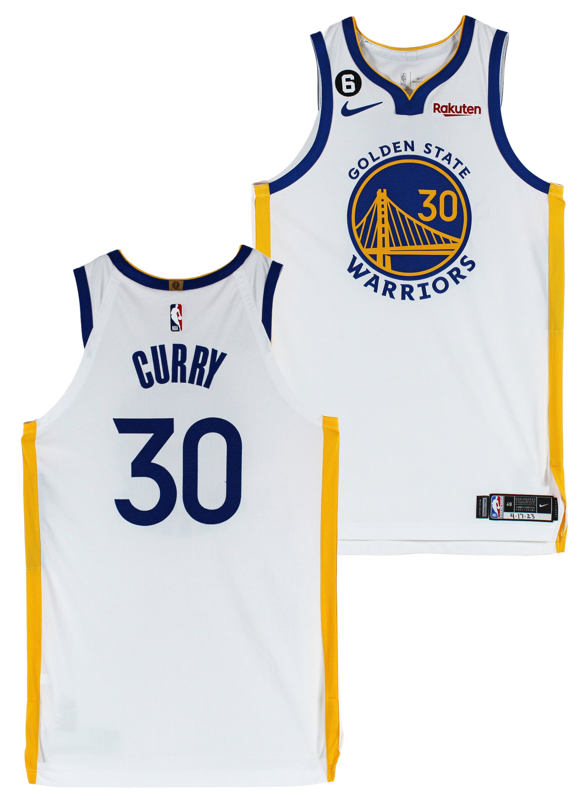 Warriors Stephen Curry Photo Matched 4/17/23 Game Worn White Nike Jersey NBA LOA