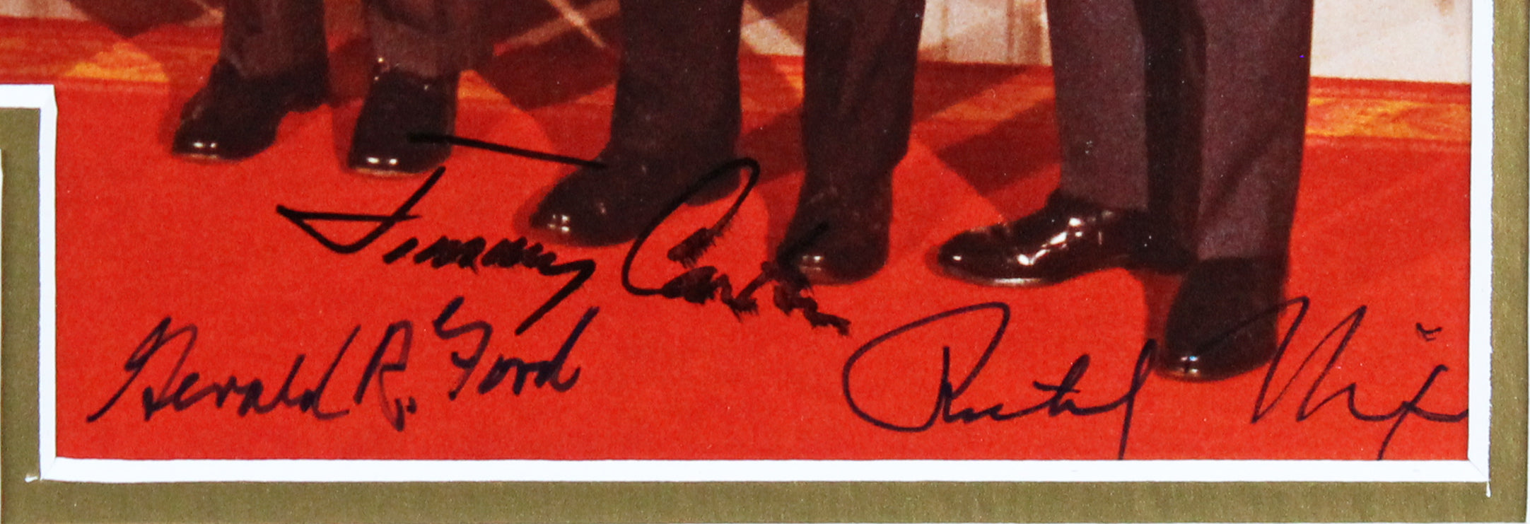 US Presidents (4) Reagan, Carter,  Ford & Nixon Signed Framed Display BAS