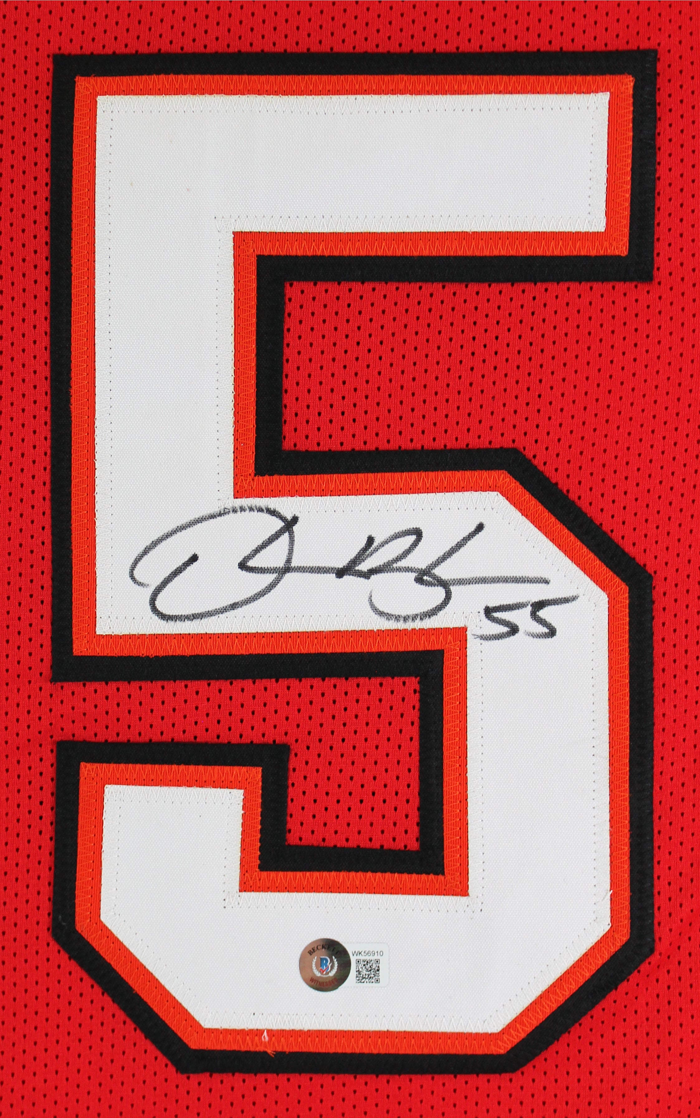 Derrick Brooks Authentic Signed Red Pro Style Jersey Autographed BAS Witnessed