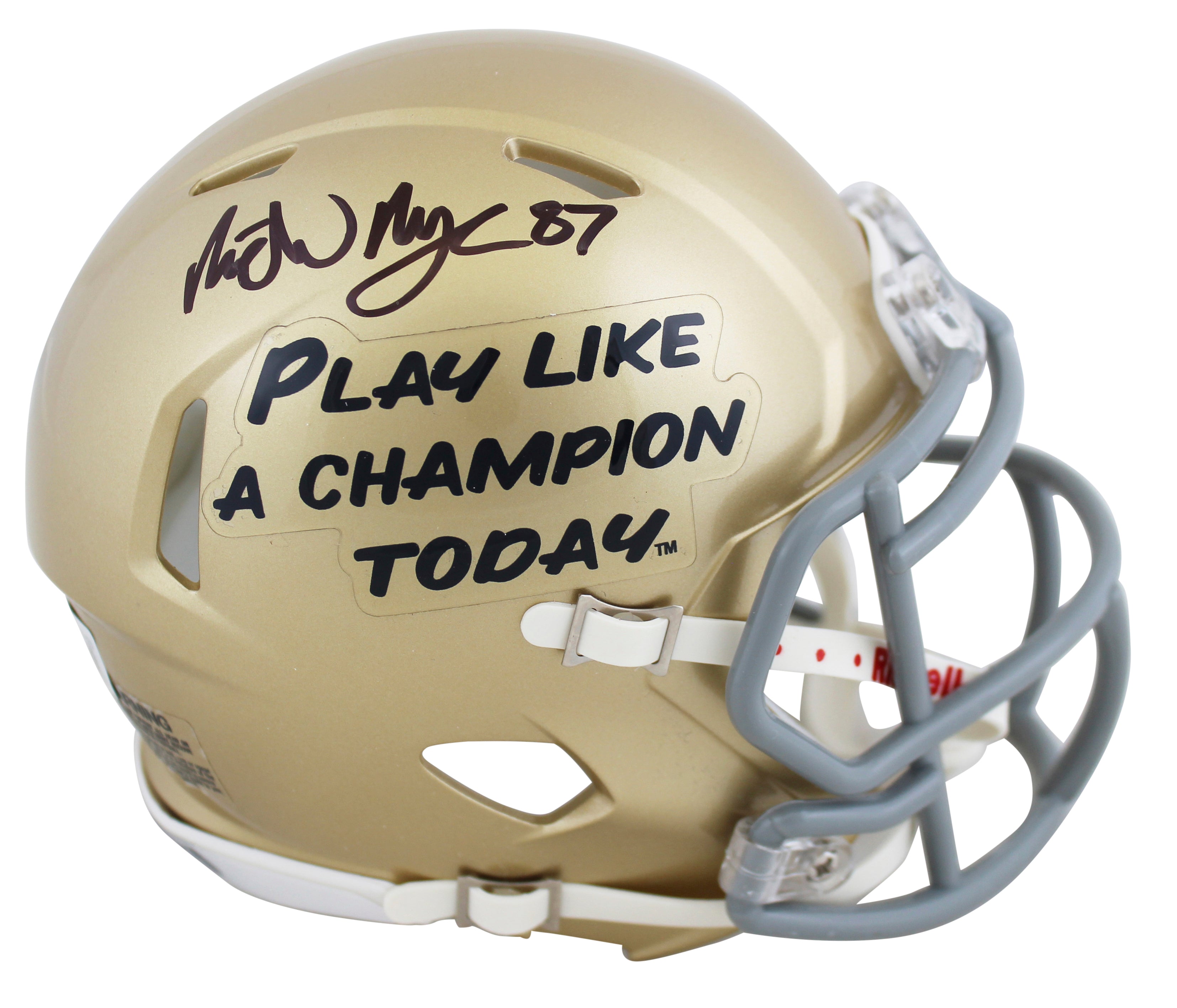 Notre Dame Michael Mayer Authentic Signed PLAC Speed Mini Helmet BAS Witnessed