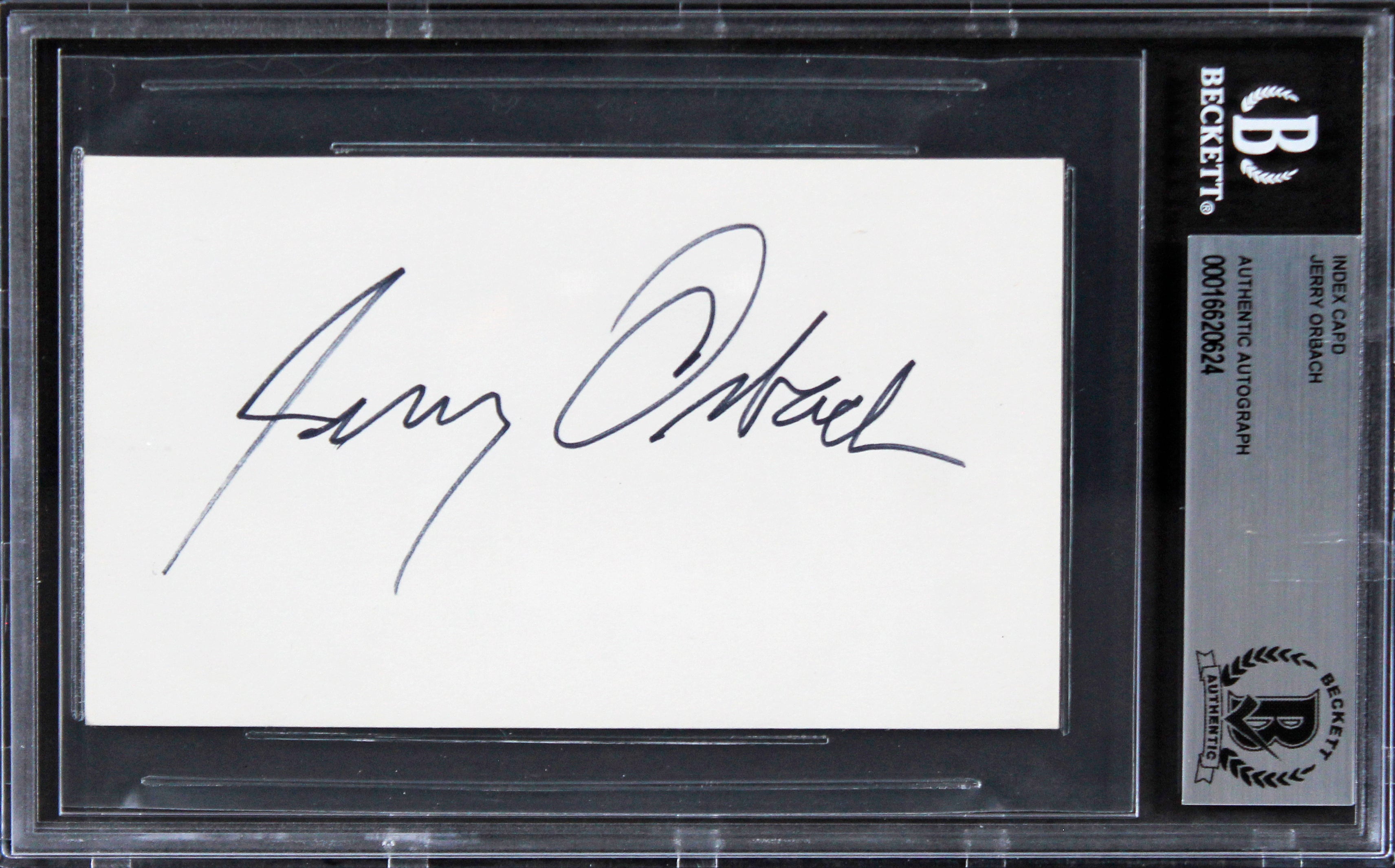 Jerry Orbach Law & Order Authentic Signed 3x5 Index Card Autographed BAS Slabbed