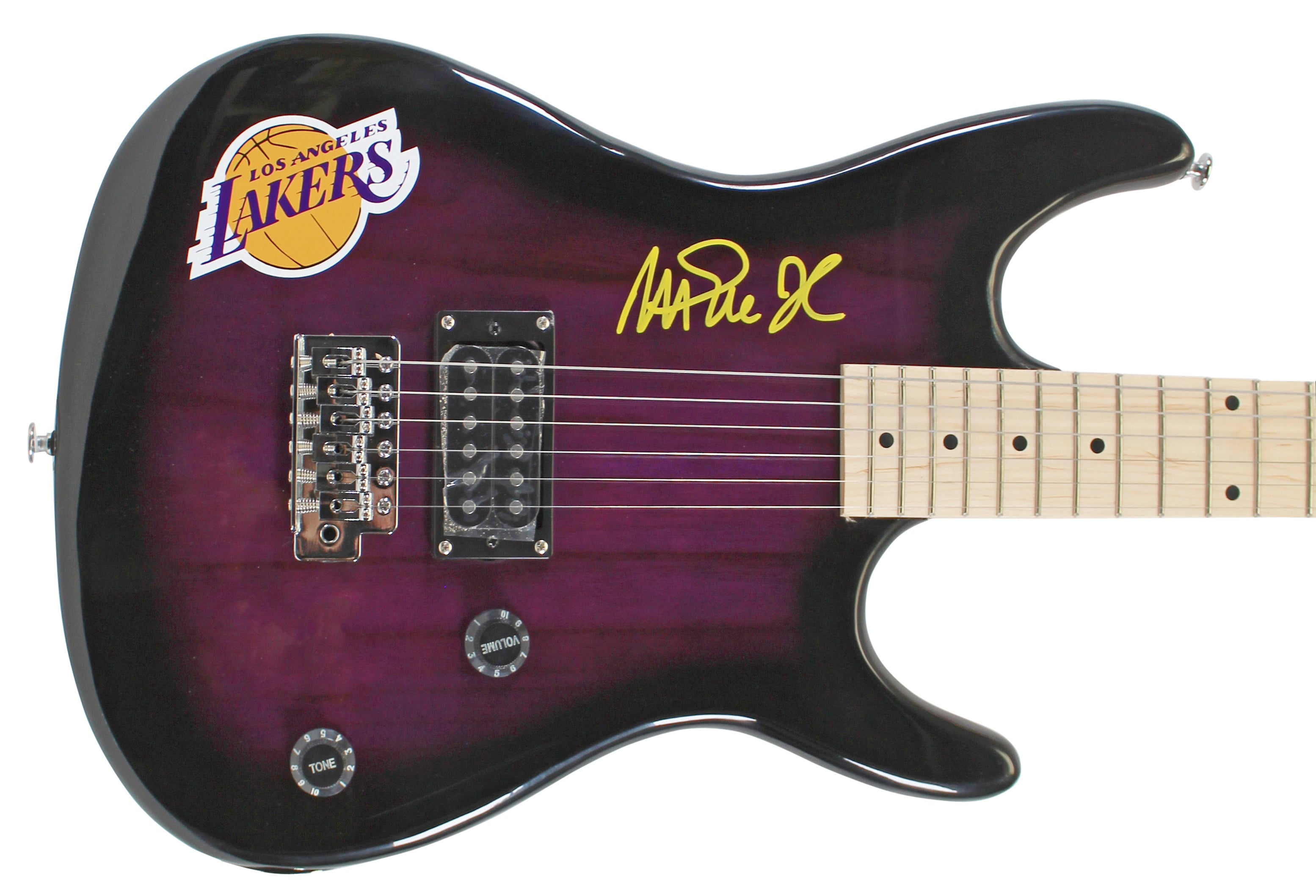 Lakers Magic Johnson Signed Purple Sunburst Viper Electric Guitar BAS Witnessed