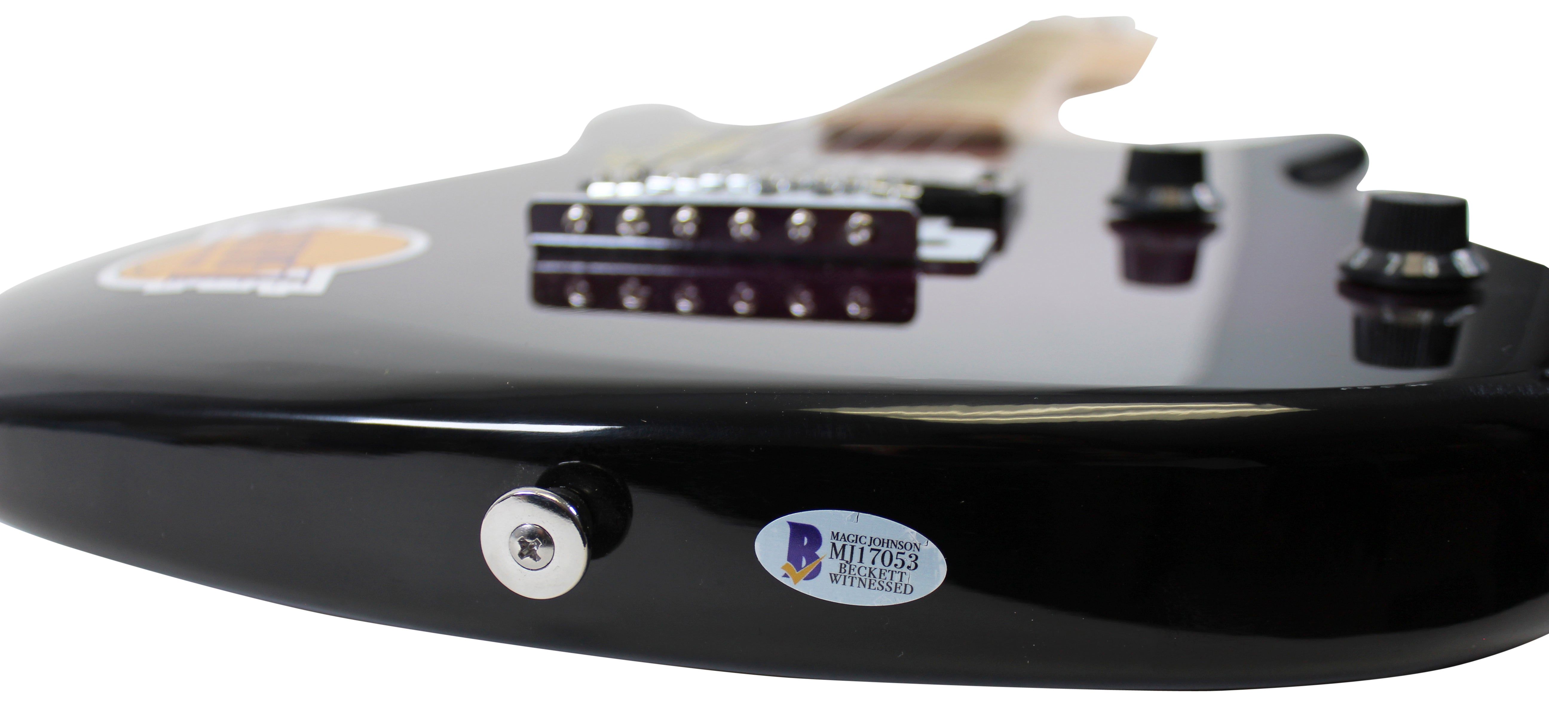 Lakers Magic Johnson Signed Purple Sunburst Viper Electric Guitar BAS Witnessed