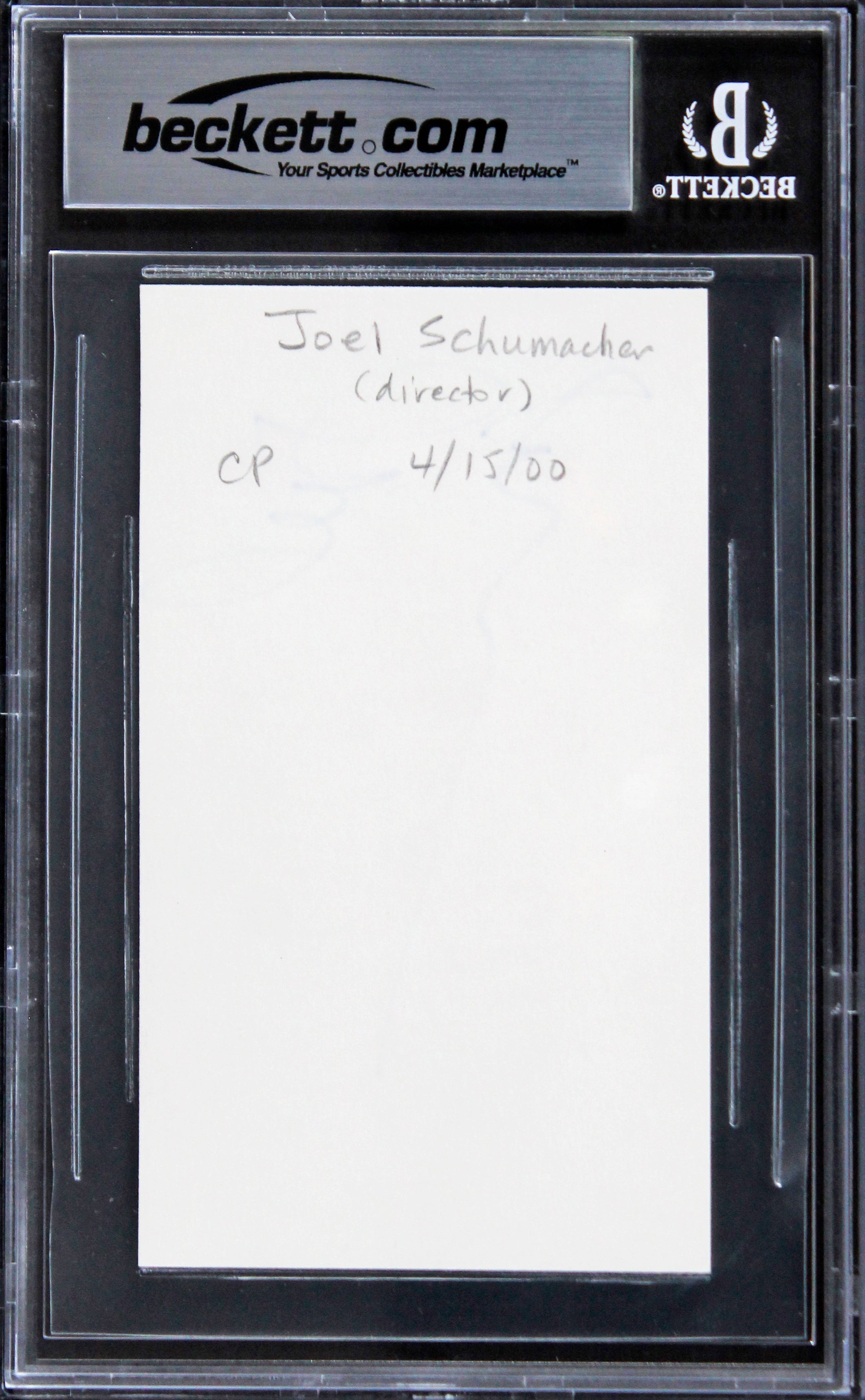 Joel Schumacher The Client Authentic Signed 3x5 Index Card BAS Slabbed 2