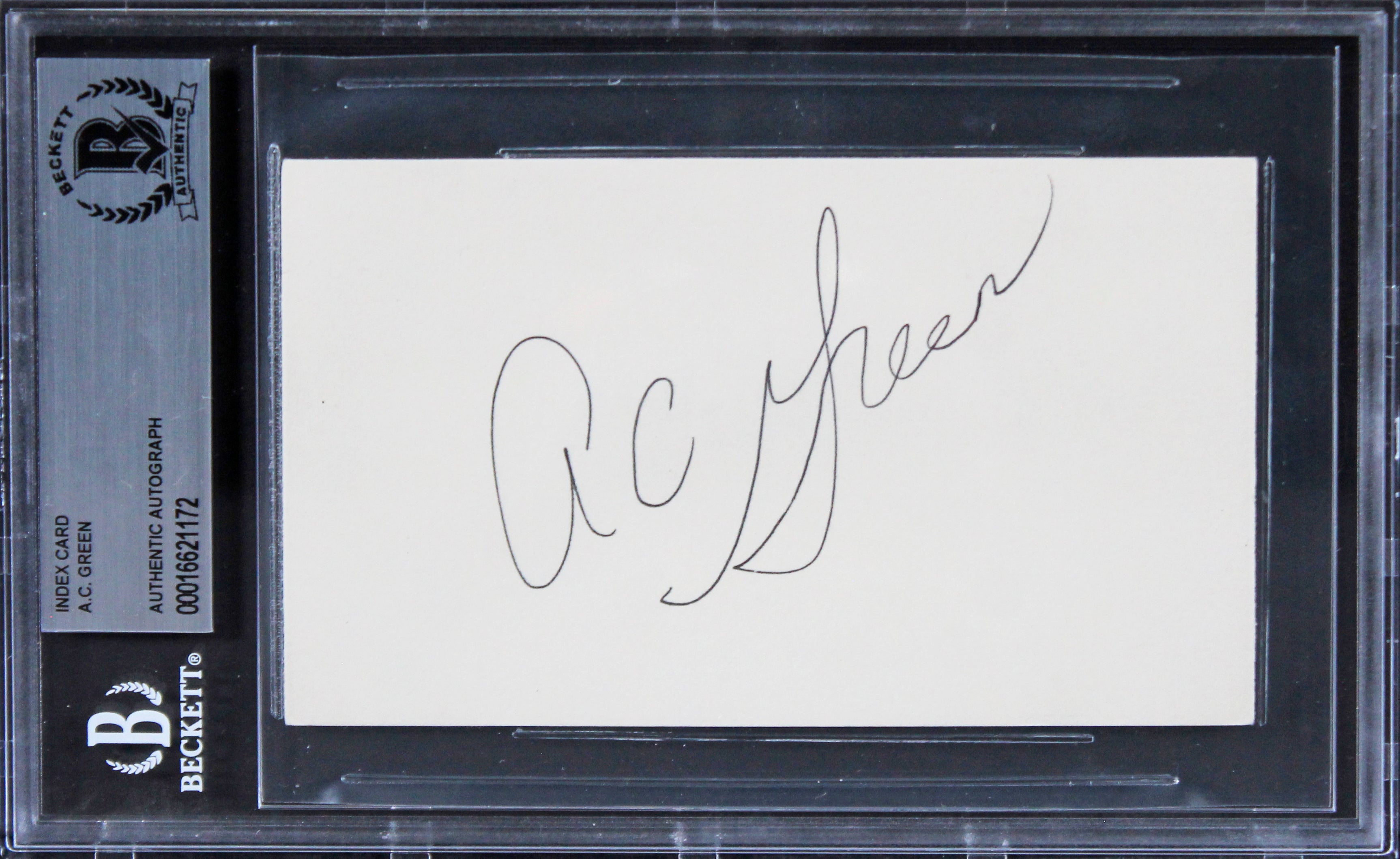 Lakers A.C. Green Authentic Signed 3x5 Index Card Autographed BAS Slabbed 1