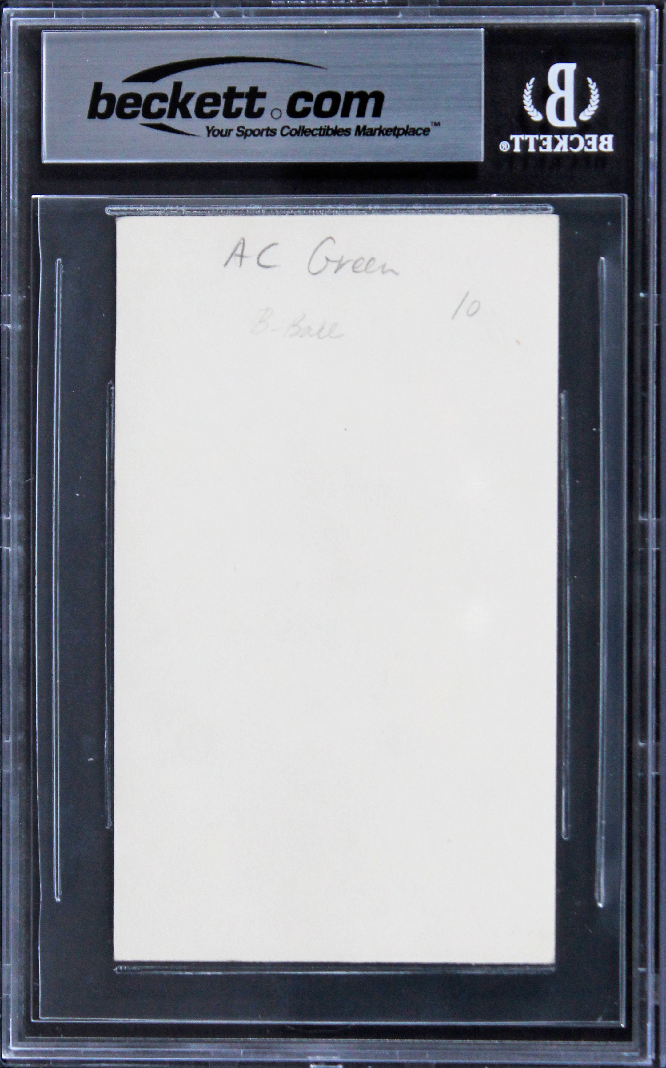 Lakers A.C. Green Authentic Signed 3x5 Index Card Autographed BAS Slabbed 1