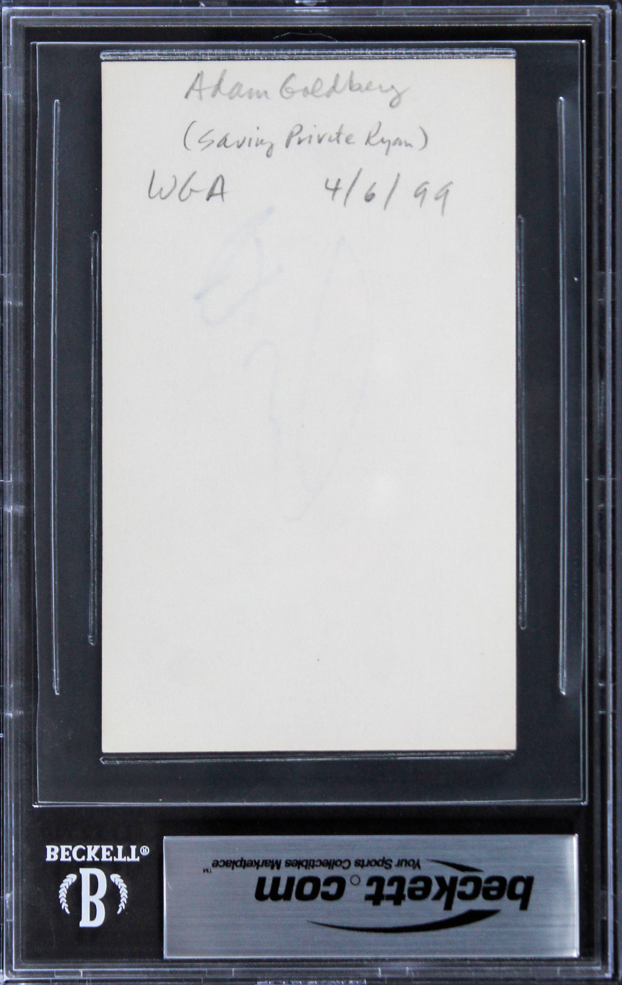 Adam Goldberg Saving Private Ryan Authentic Signed 3x5 Index Card BAS Slabbed 1