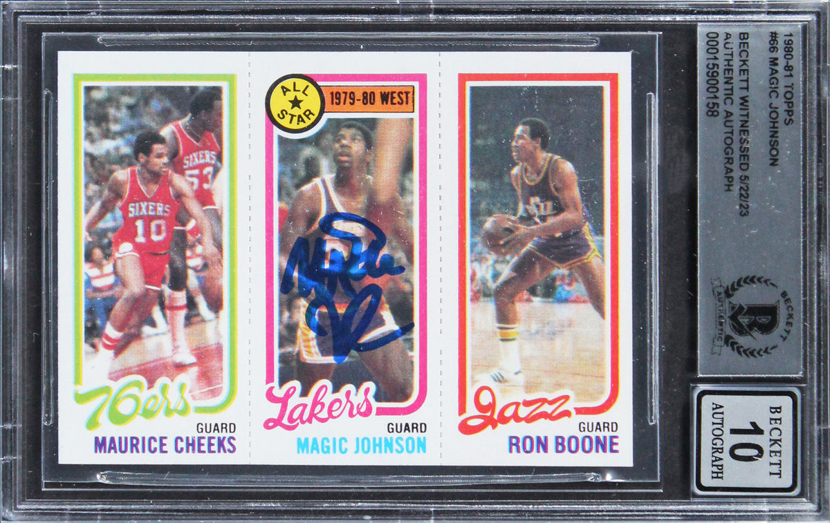 Lakers Magic Johnson Authentic Signed 1980 Topps #66 Card Auto 10! BAS Slabbed