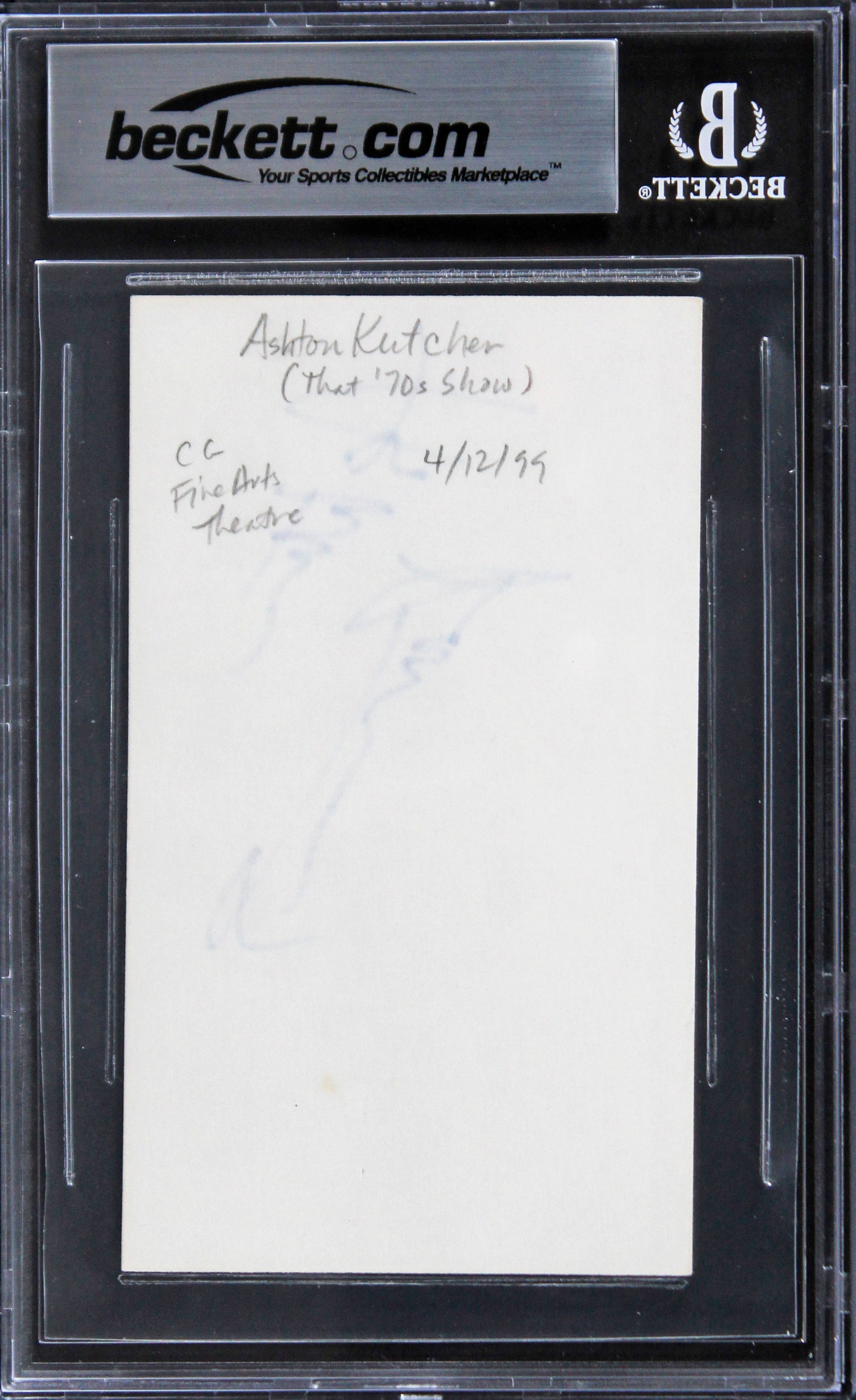 Ashton Kutcher That 70's Show Authentic Signed 3x5 Index Card BAS Slabbed 1