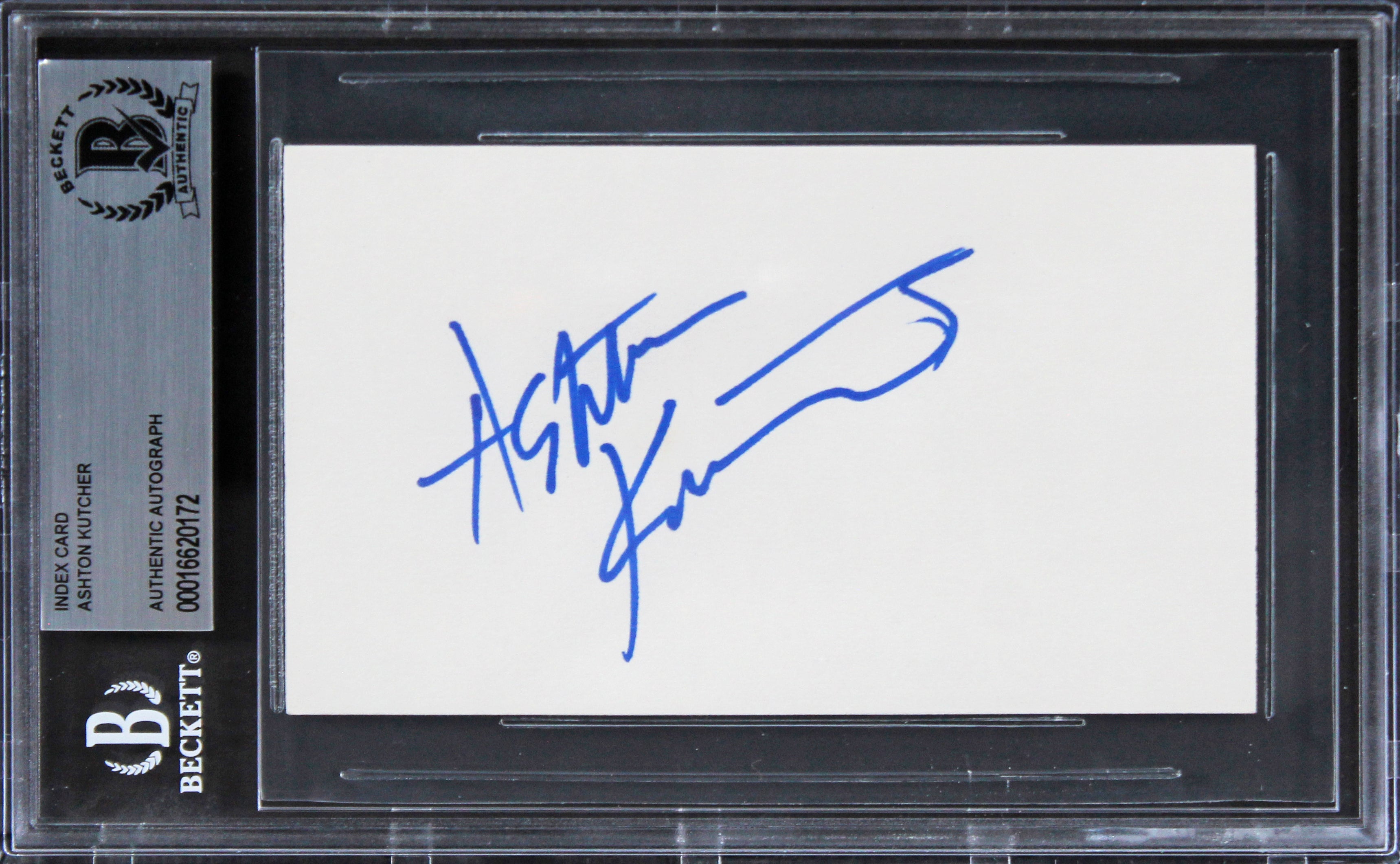 Ashton Kutcher That 70's Show Authentic Signed 3x5 Index Card BAS Slabbed 3
