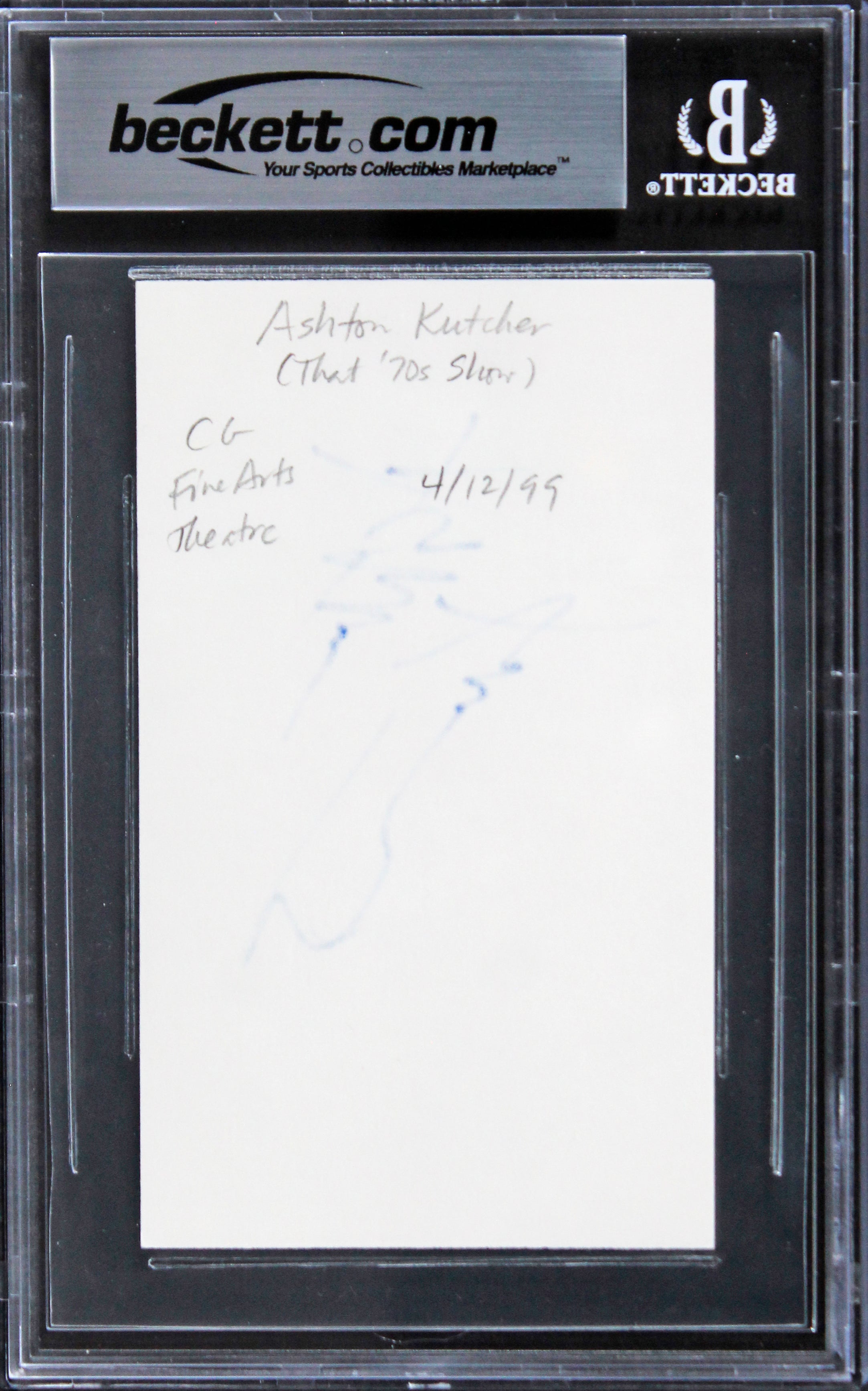 Ashton Kutcher That 70's Show Authentic Signed 3x5 Index Card BAS Slabbed 3