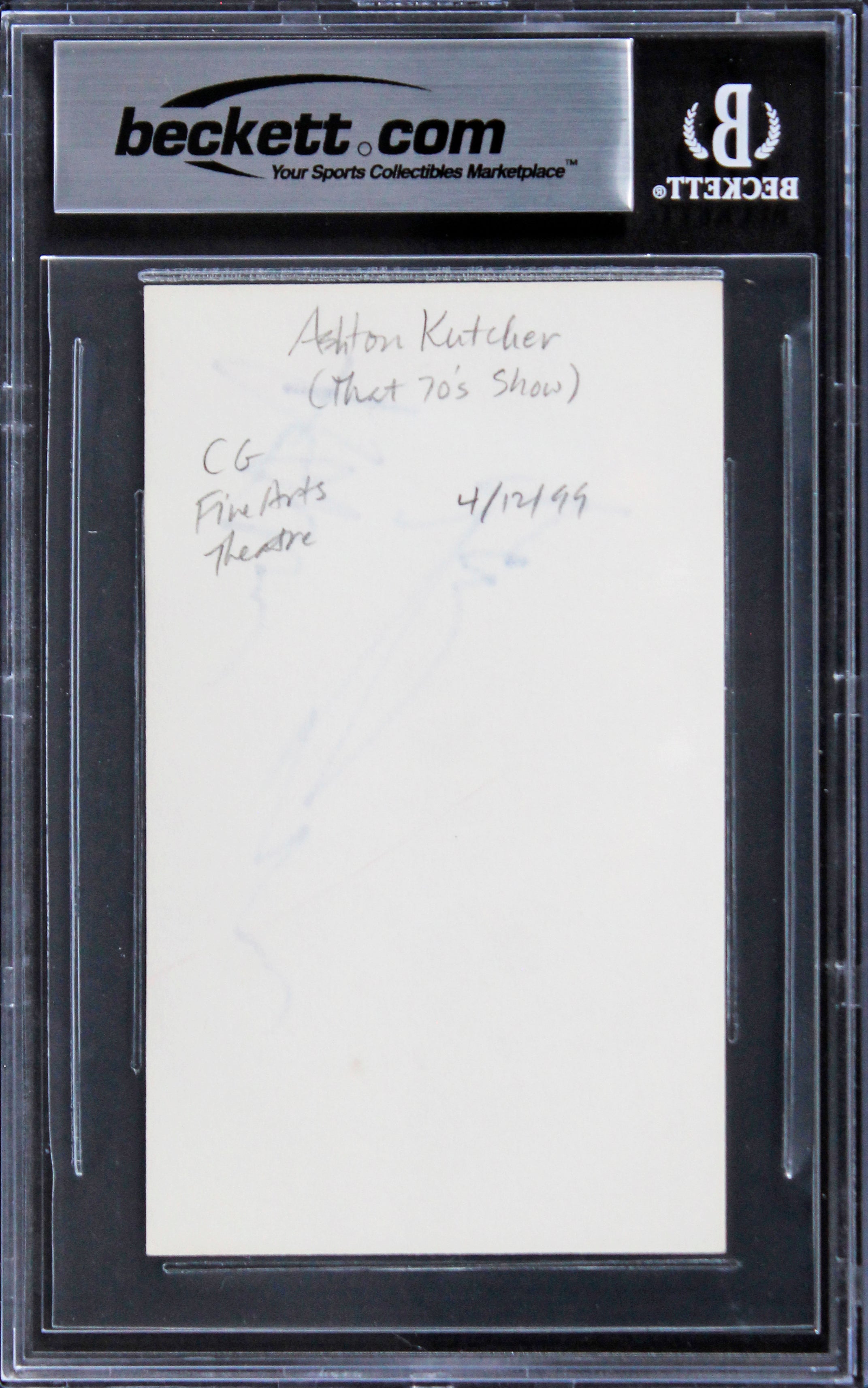 Ashton Kutcher That 70's Show Authentic Signed 3x5 Index Card BAS Slabbed 4