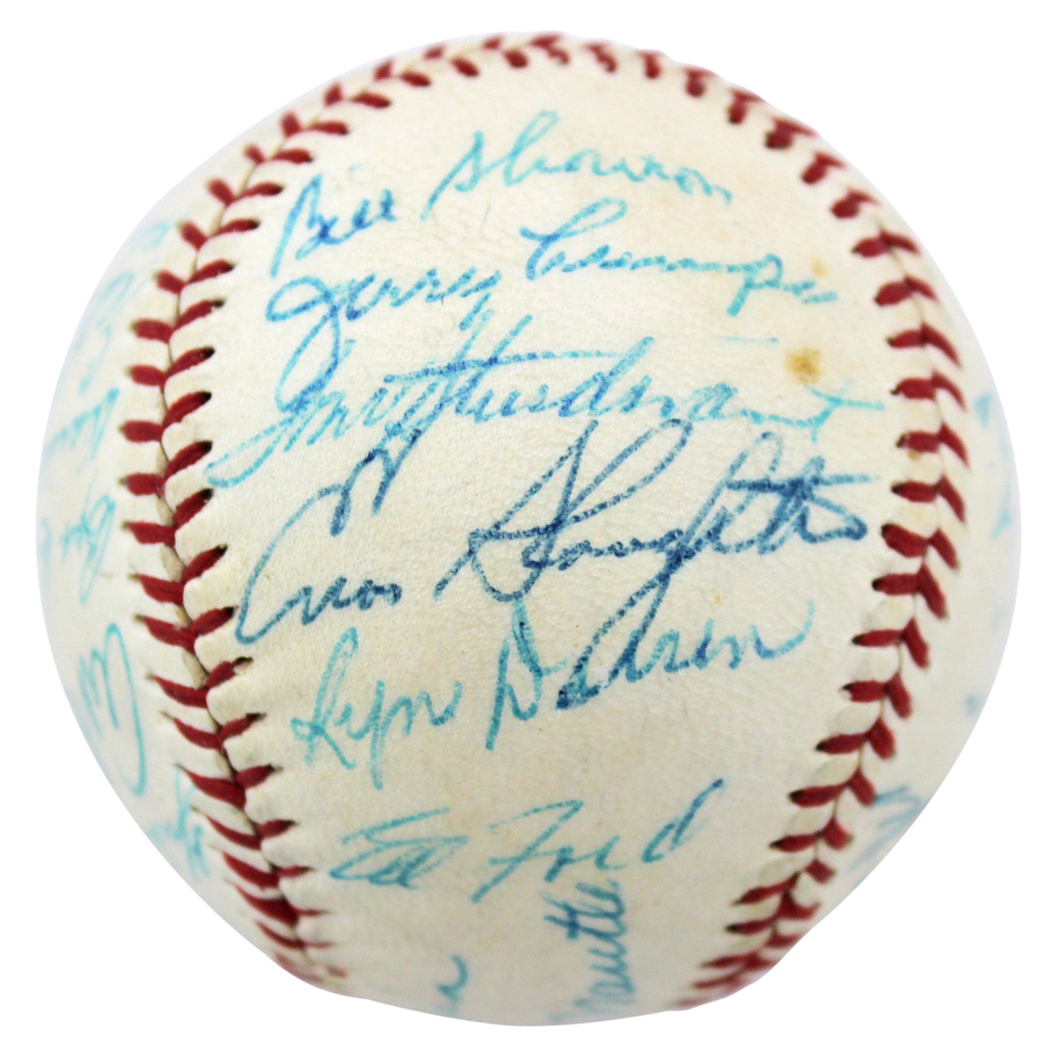 1958 Yankees Ws Champs (24) Berra, Slaughter, Larsen Signed Baseball PSA V02237