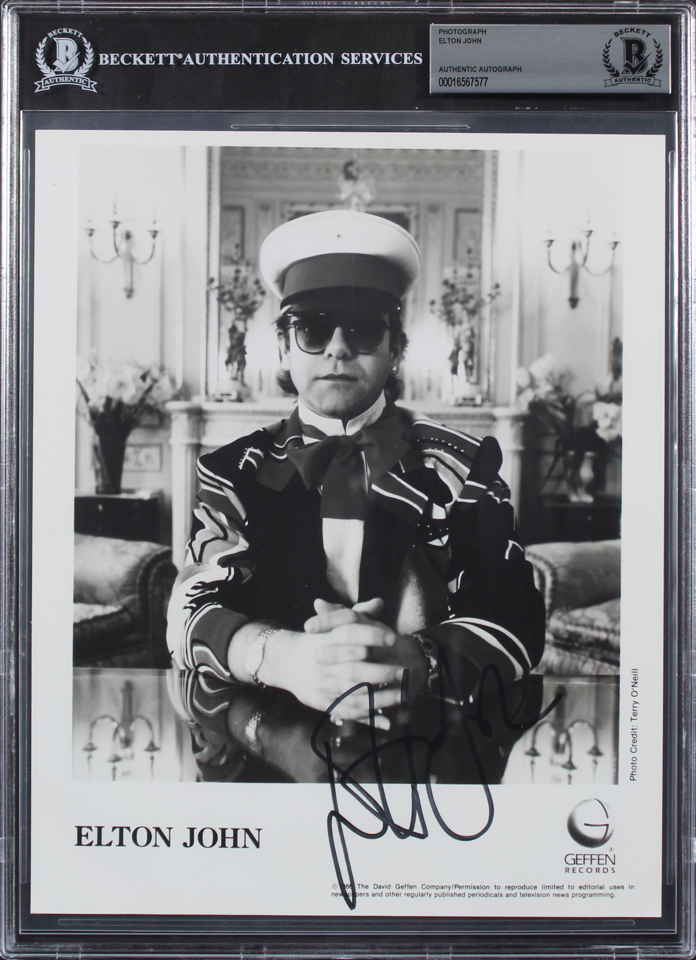 Elton John Authentic Signed 8x10 Photo Autographed BAS Slabbed