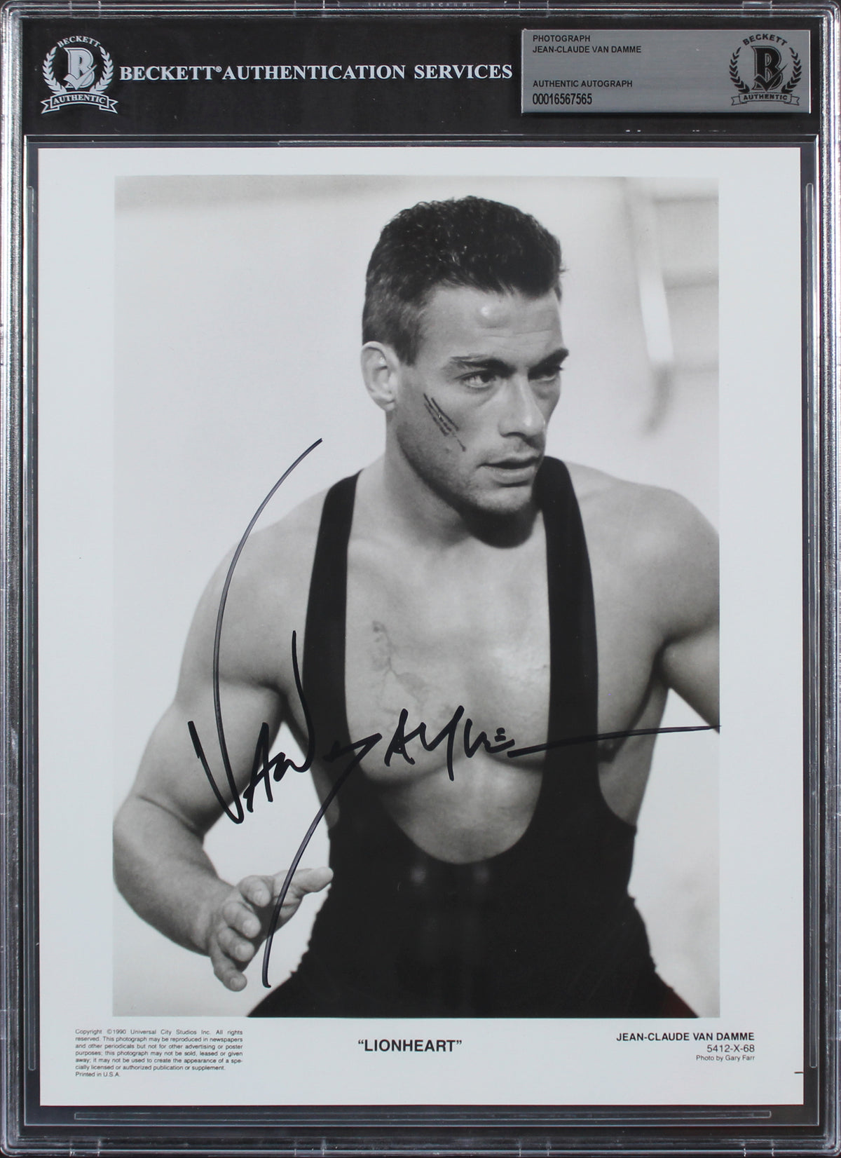 Jean-Claude Van Damme Lionheart Authentic Signed 8x10 Photo BAS Slabbed