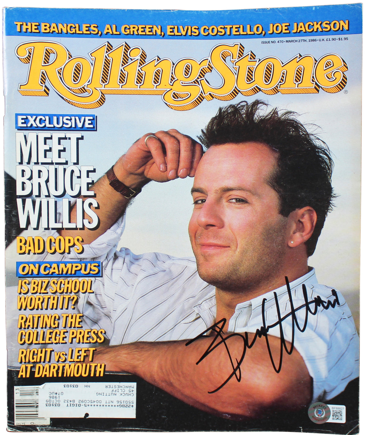 Bruce Willis Authentic Signed March 27, 1986 Rolling Stone Magazine BAS #BF88827