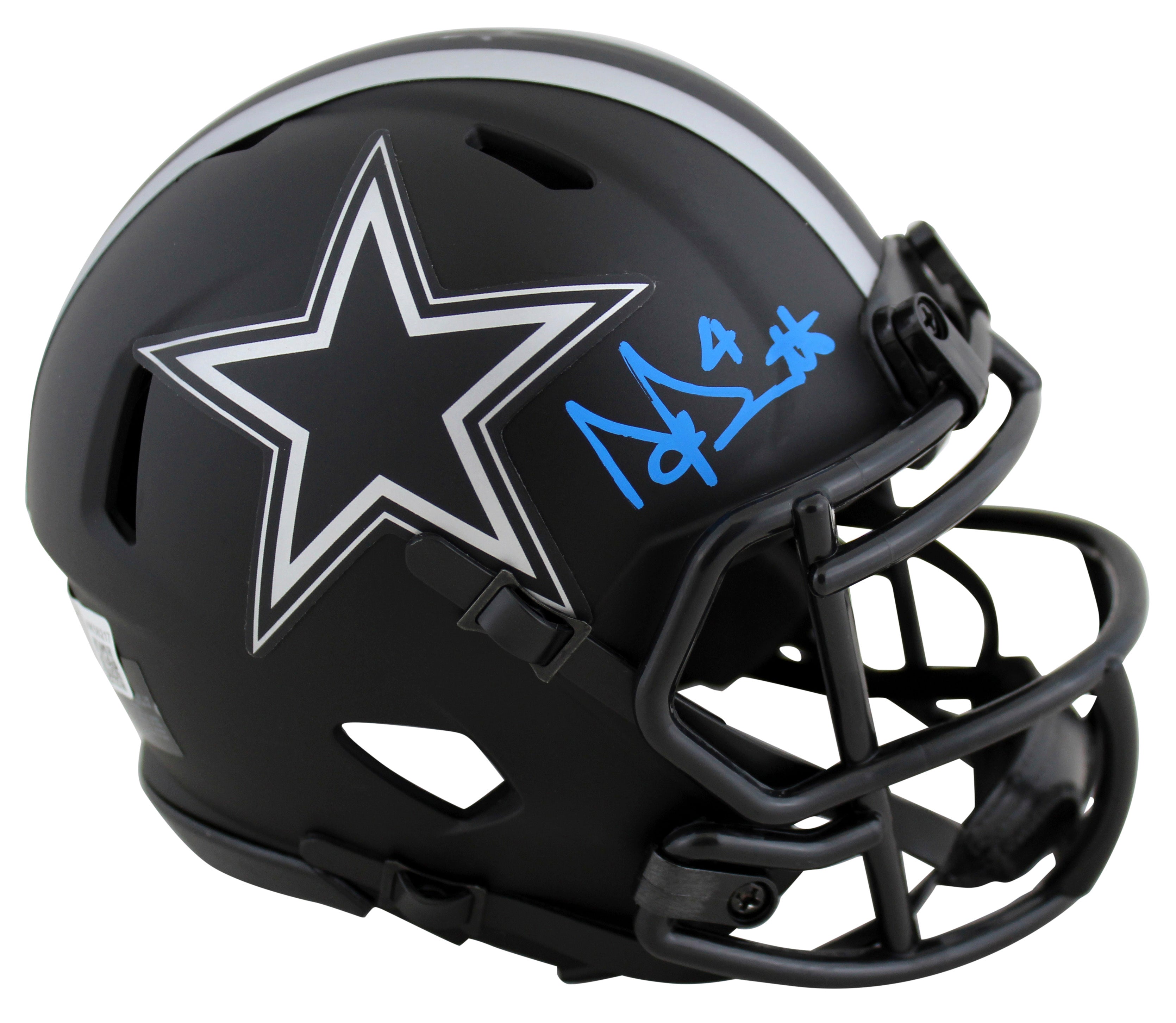 Cowboys Dak Prescott Authentic Signed Eclipse Speed Mini Helmet BAS Witnessed