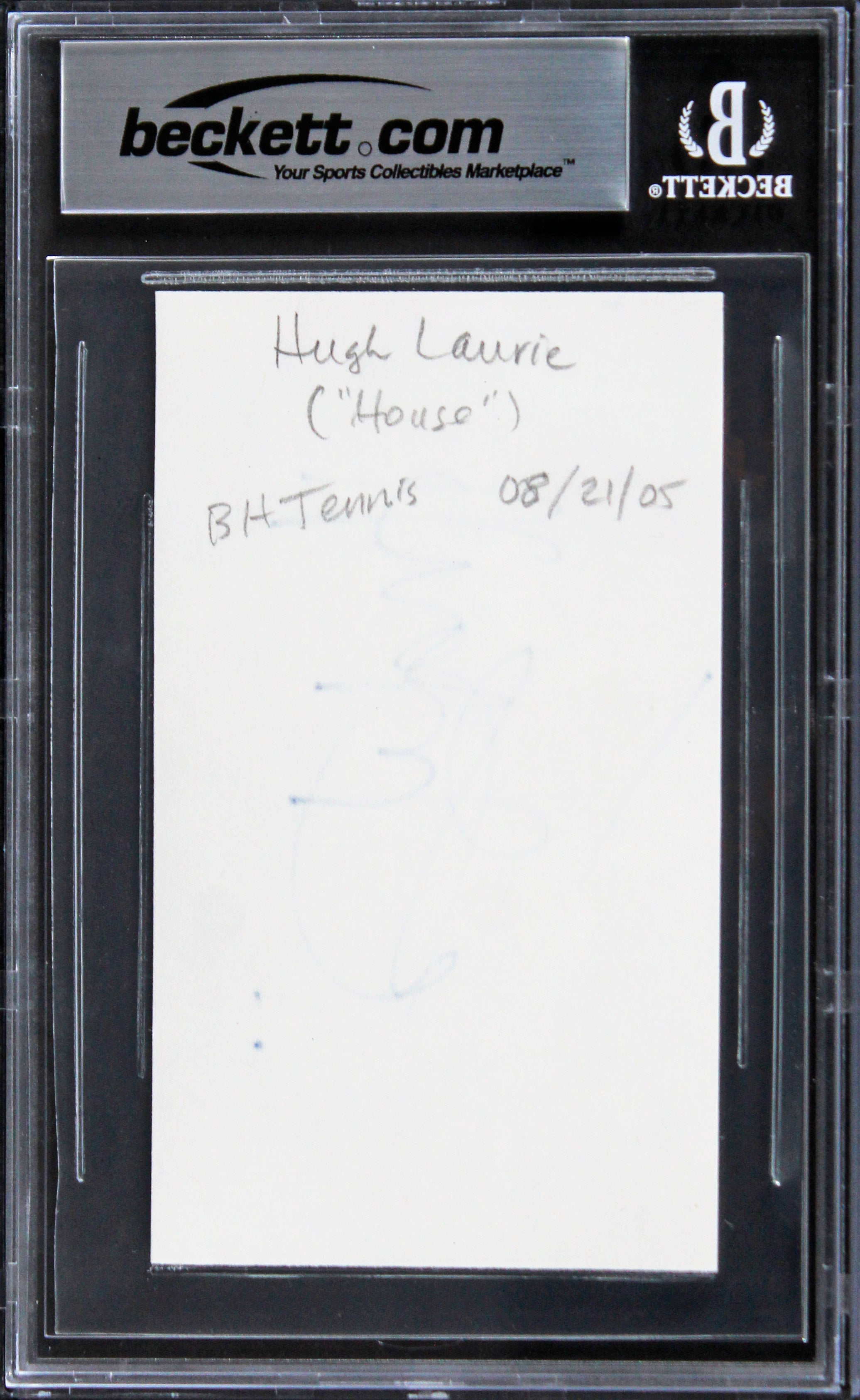 Hugh Laurie House Authentic Signed 3x5 Index Card Autographed BAS Slabbed